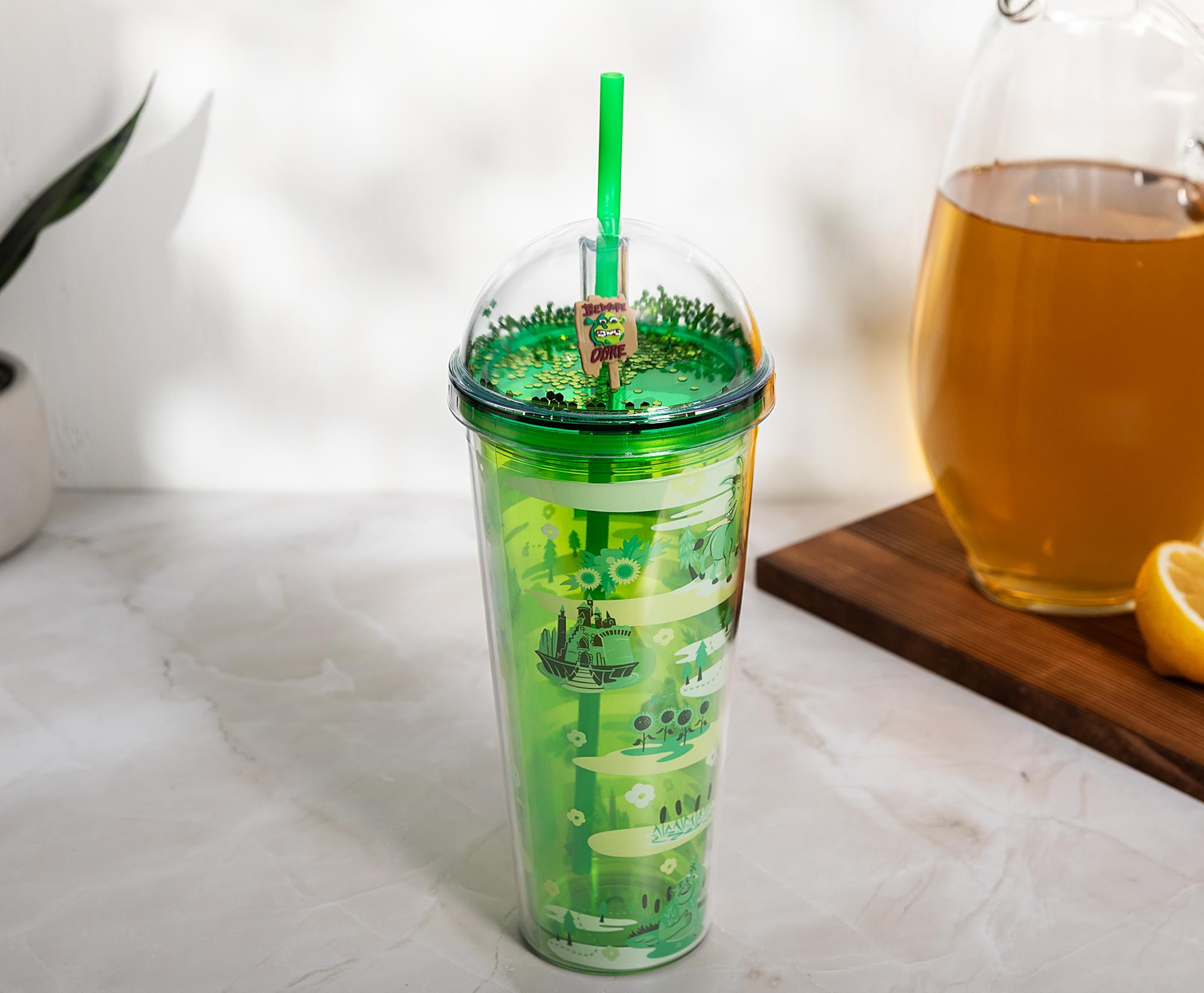 Shrek Swamp Landmark Characters 24-Ounce Carnival Cup With Lid and Straw