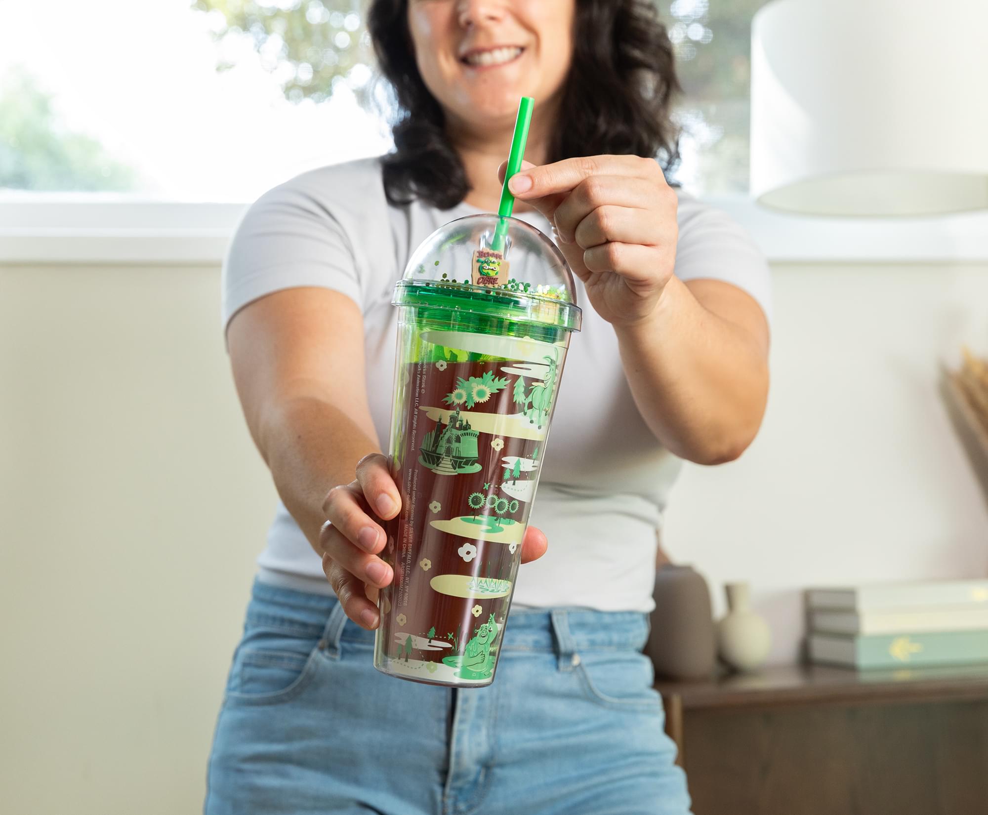 Shrek Swamp Landmark Characters 24-Ounce Carnival Cup With Lid and Straw