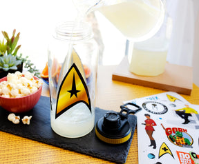 Star Trek Gold Delta Logo Twist Spout Water Bottle and Sticker Set | 32 Ounces
