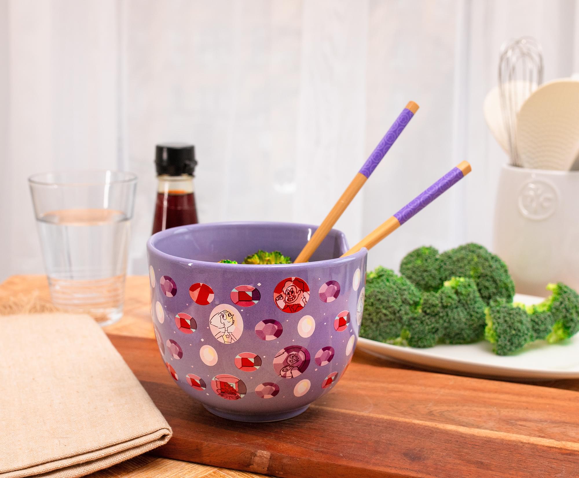 Steven Universe Crystal Gems 20-Ounce Ceramic Ramen Bowl and Chopstick Set