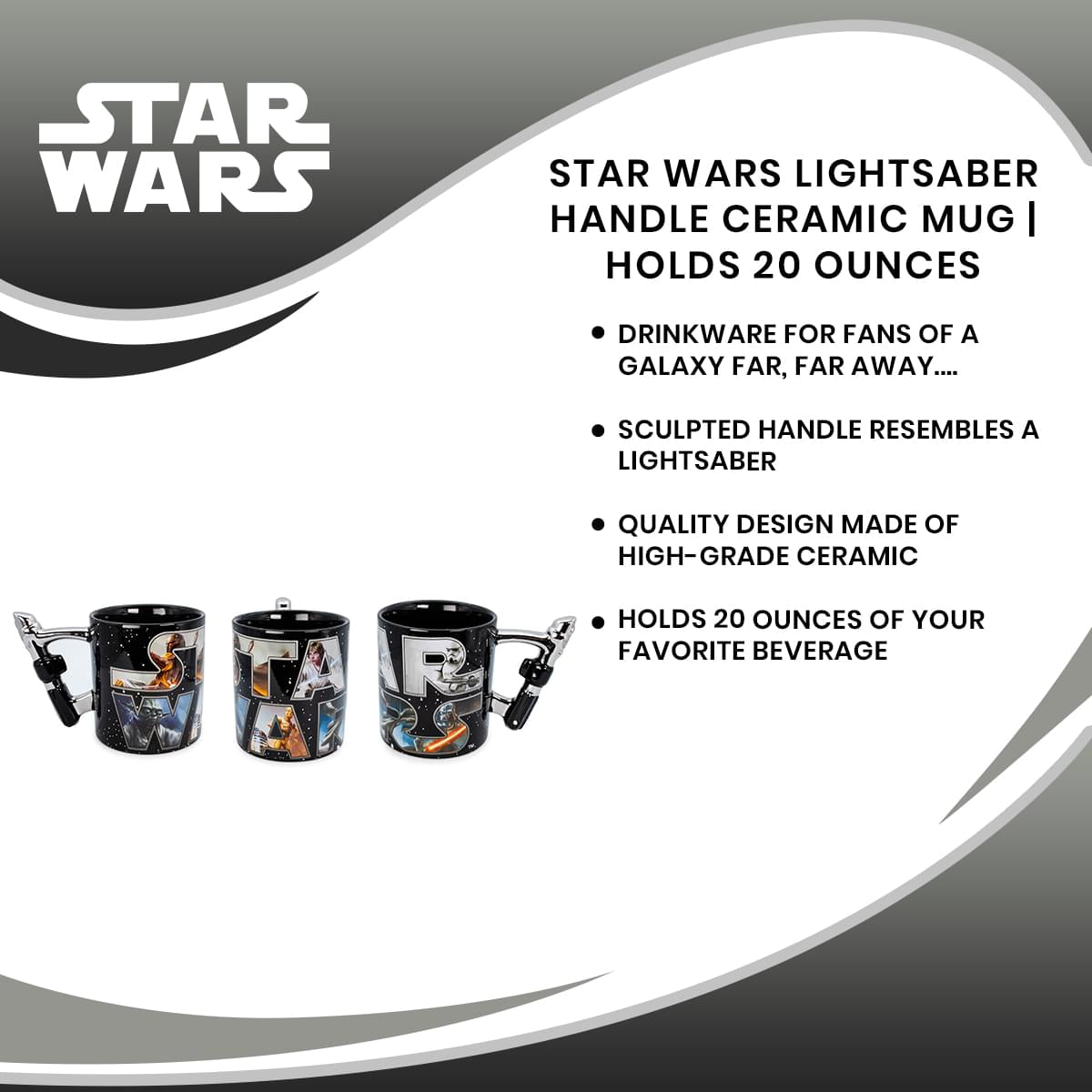 Star Wars Lightsaber Handle Ceramic Mug | Holds 20 Ounces