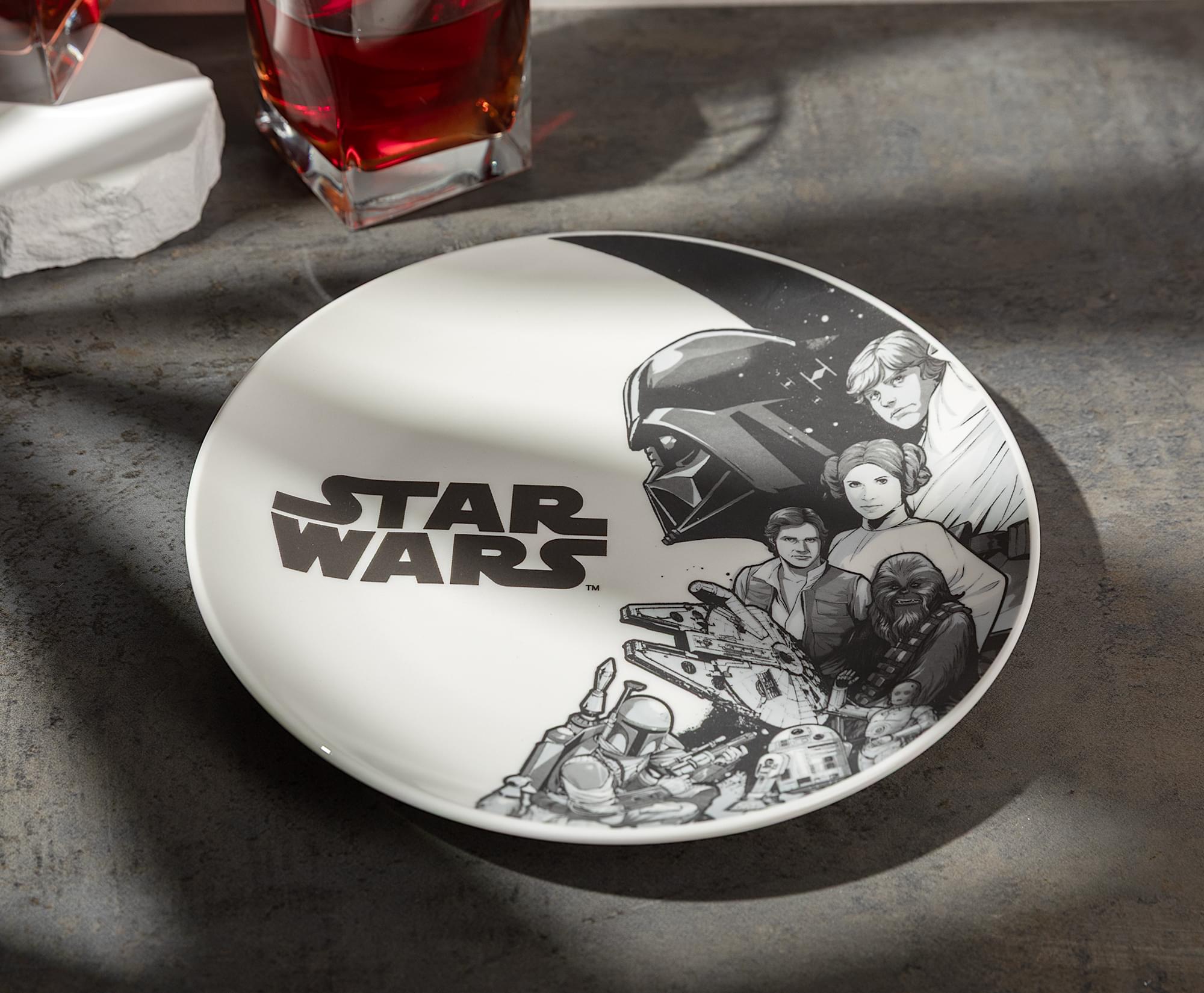 Star Wars Black-and-White Collage 8-Inch Ceramic Coupe Dinner Plate