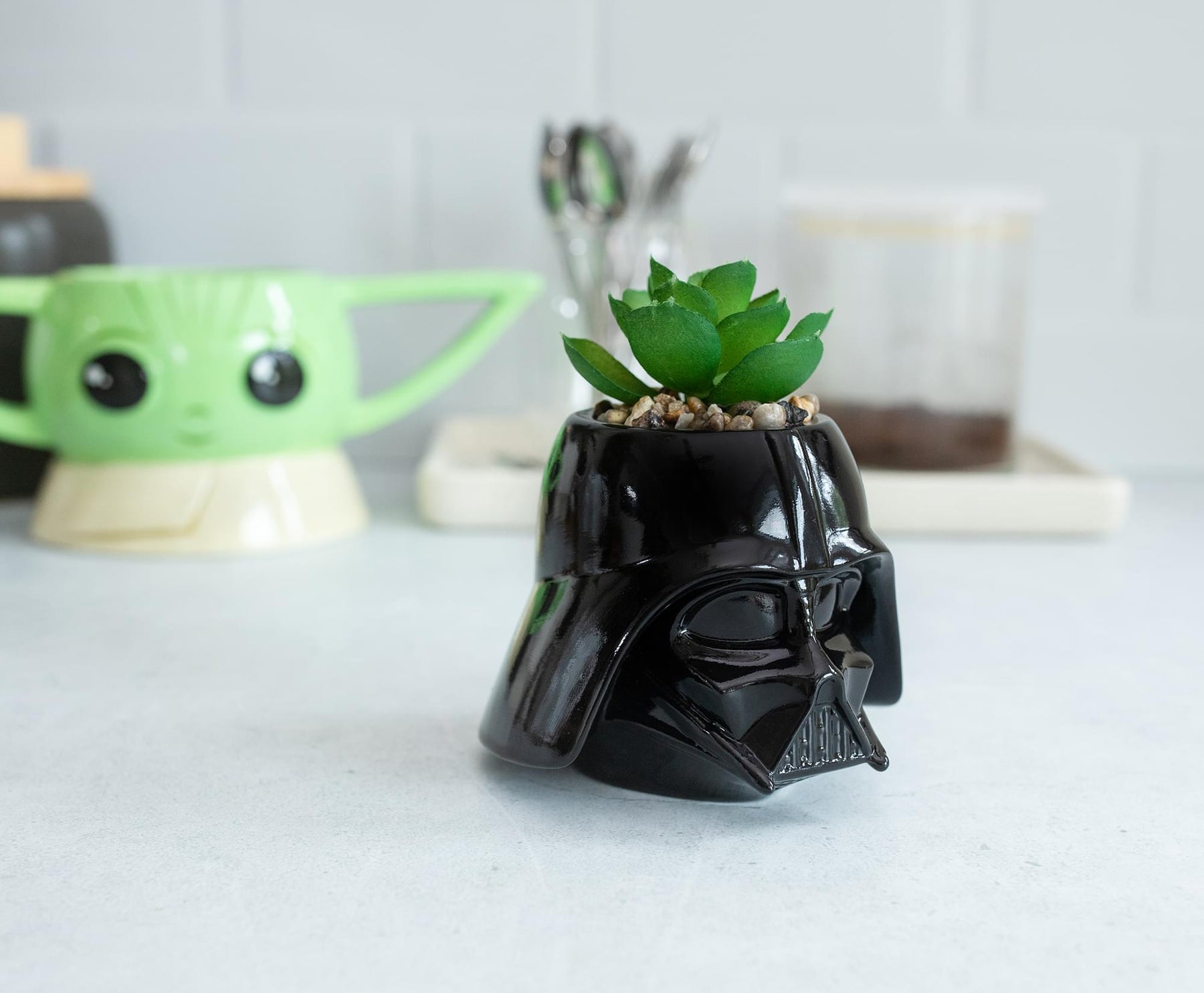 Star Wars Darth Vader 3-Inch Ceramic Mini Planter with Artificial Succulent