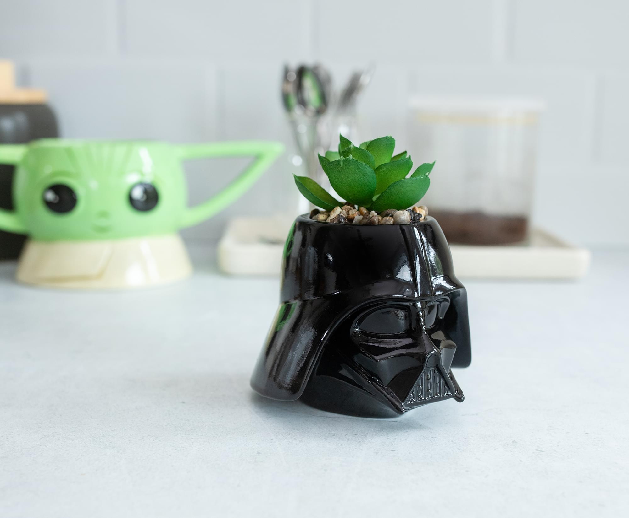 Star Wars Darth Vader 3-Inch Ceramic Mini Planter with Artificial Succulent