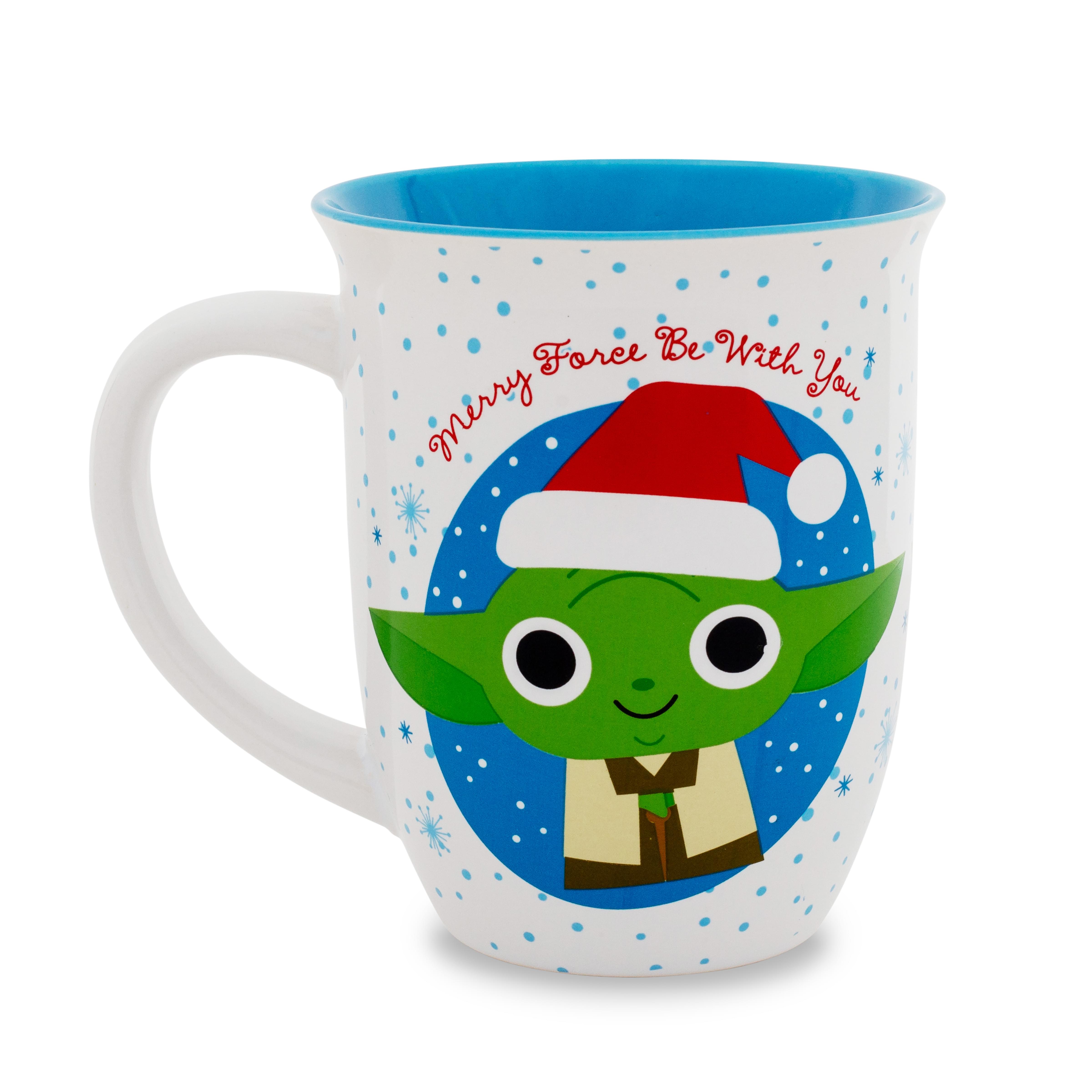 Star Wars Santa Yoda Wide-Rim Ceramic Latte Mug | Holds 16 Ounces