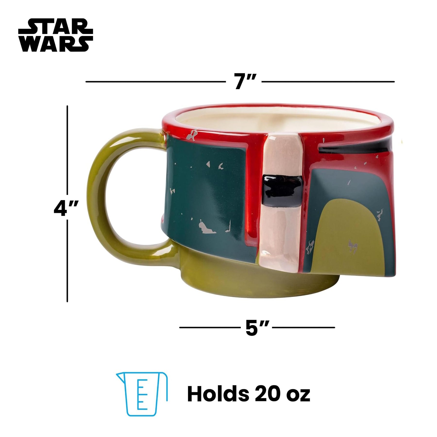 Star Wars Boba Fett Distressed Helmet Sculpted Ceramic Mug | Holds 20 Ounces