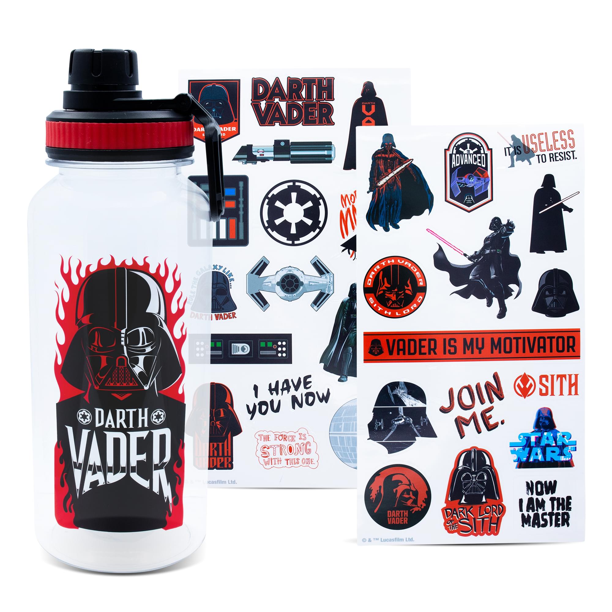 Star Wars Darth Vader Twist Spout Water Bottle and Sticker Set | Holds 32 Ounces