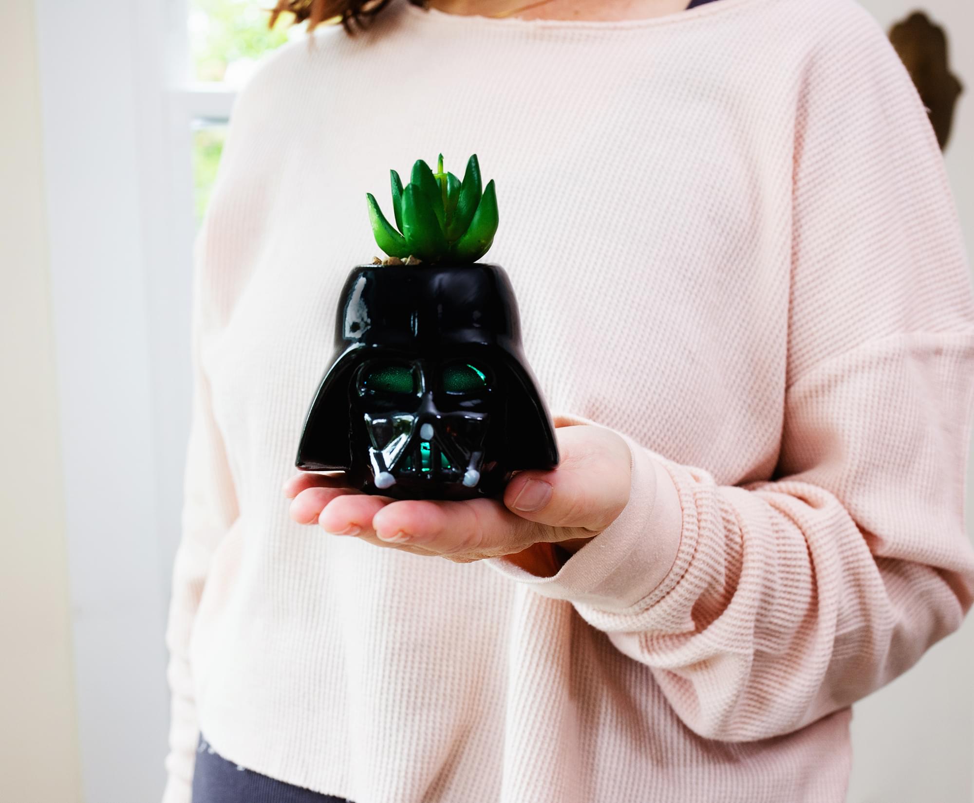 Star Wars Darth Vader Helmet Light-Up Mini Planter With Artificial Succulent