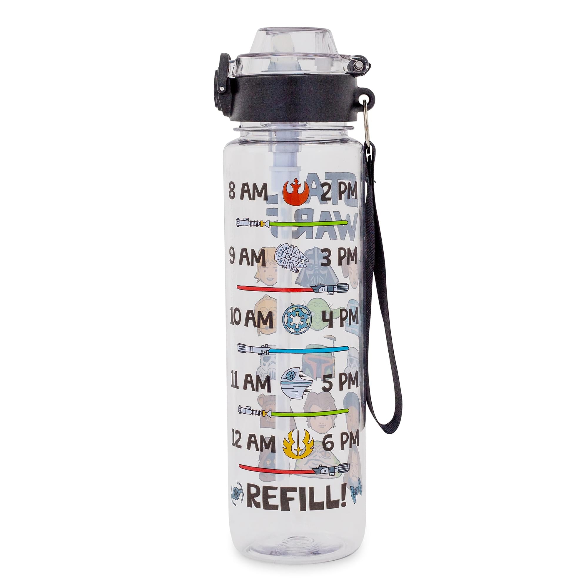 Star Wars Characters 33-Ounce Plastic Water Bottle With Timetable