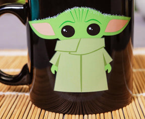 Star Wars: The Mandalorian Grogu Black Jumbo Ceramic Mug | Holds 20 Ounces