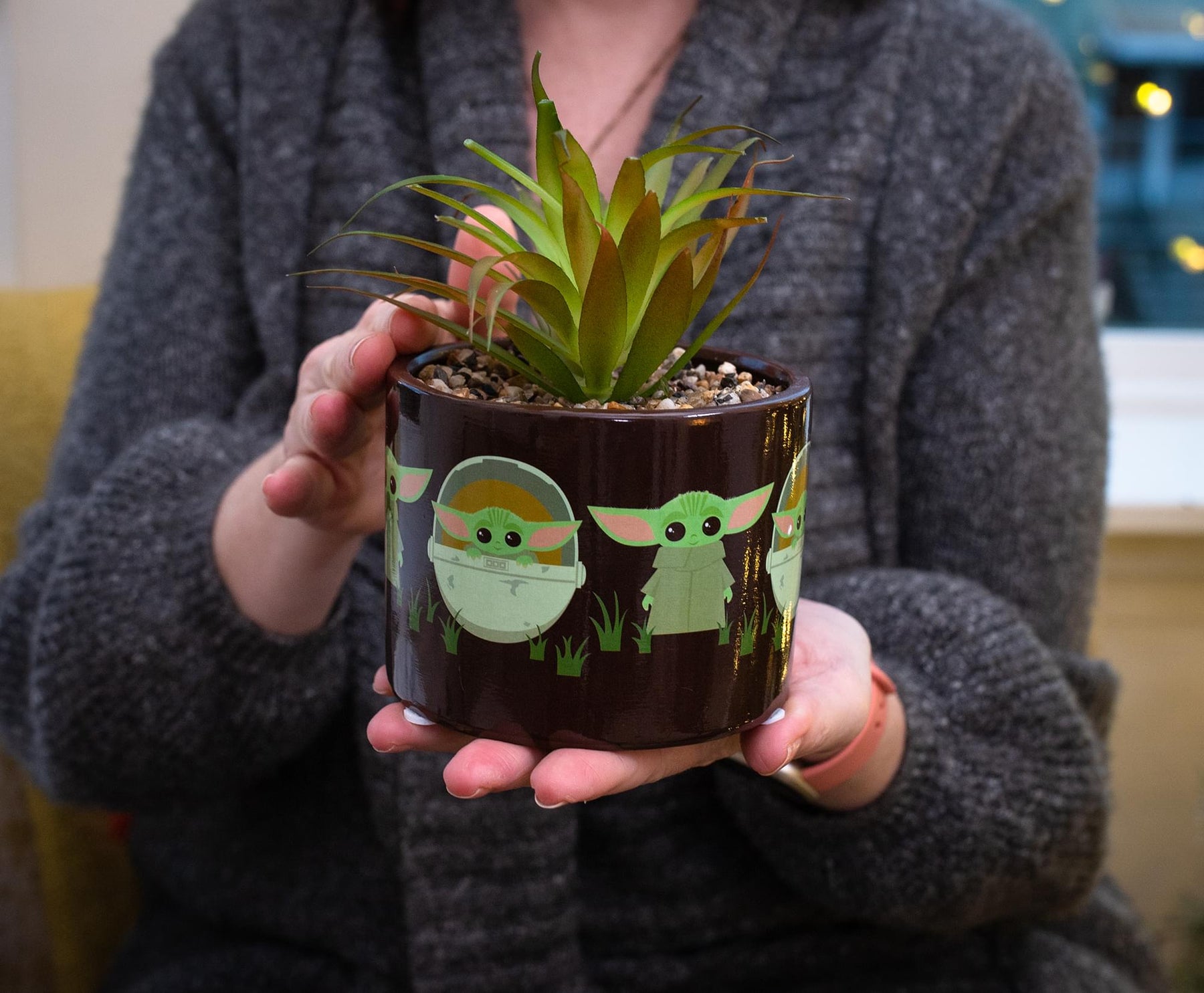 mandalorian succulent planter Star Wars: The Mandalorian The Child Ceramic Planter with Artificial