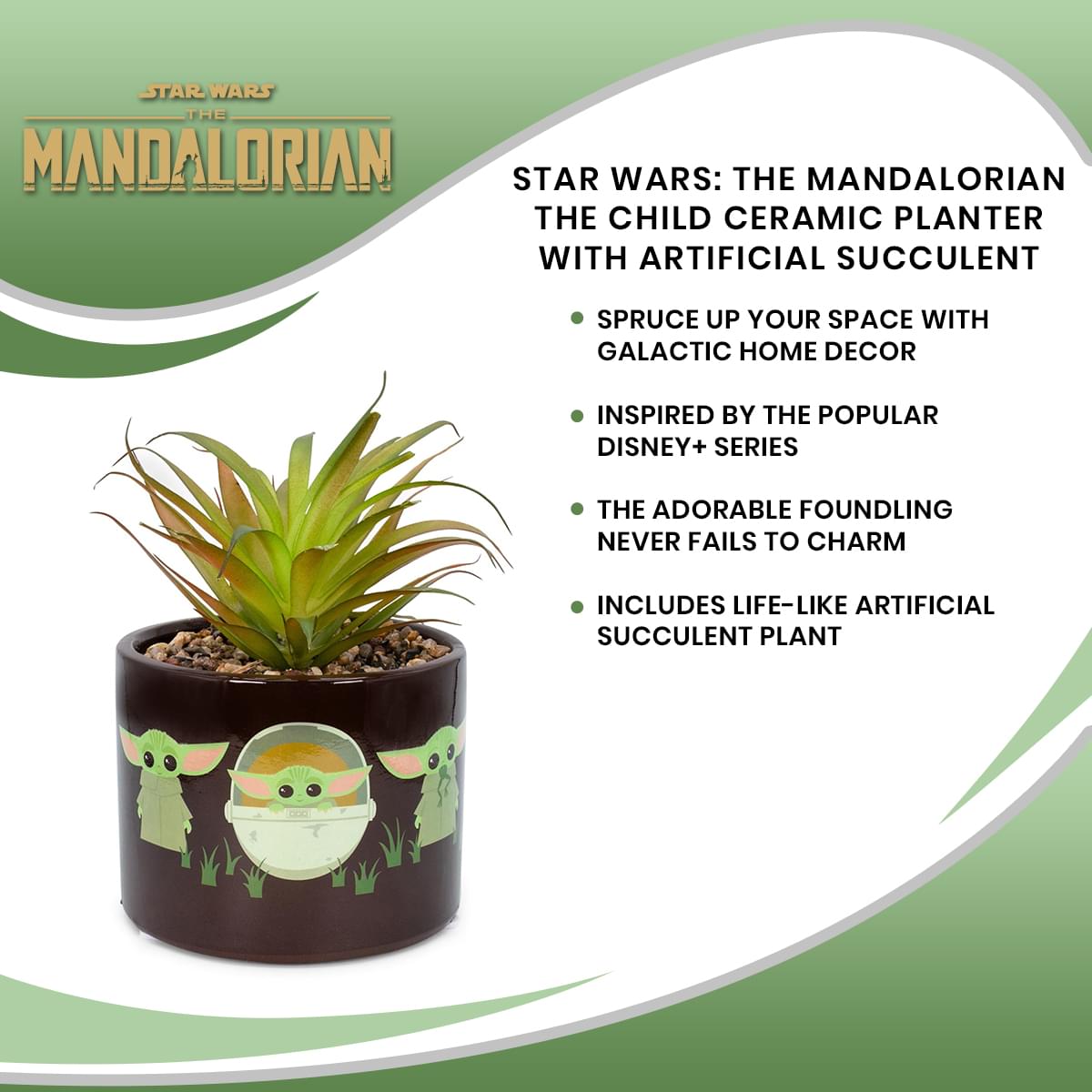 mandalorian succulent planter Star Wars: The Mandalorian The Child Ceramic Planter with Artificial