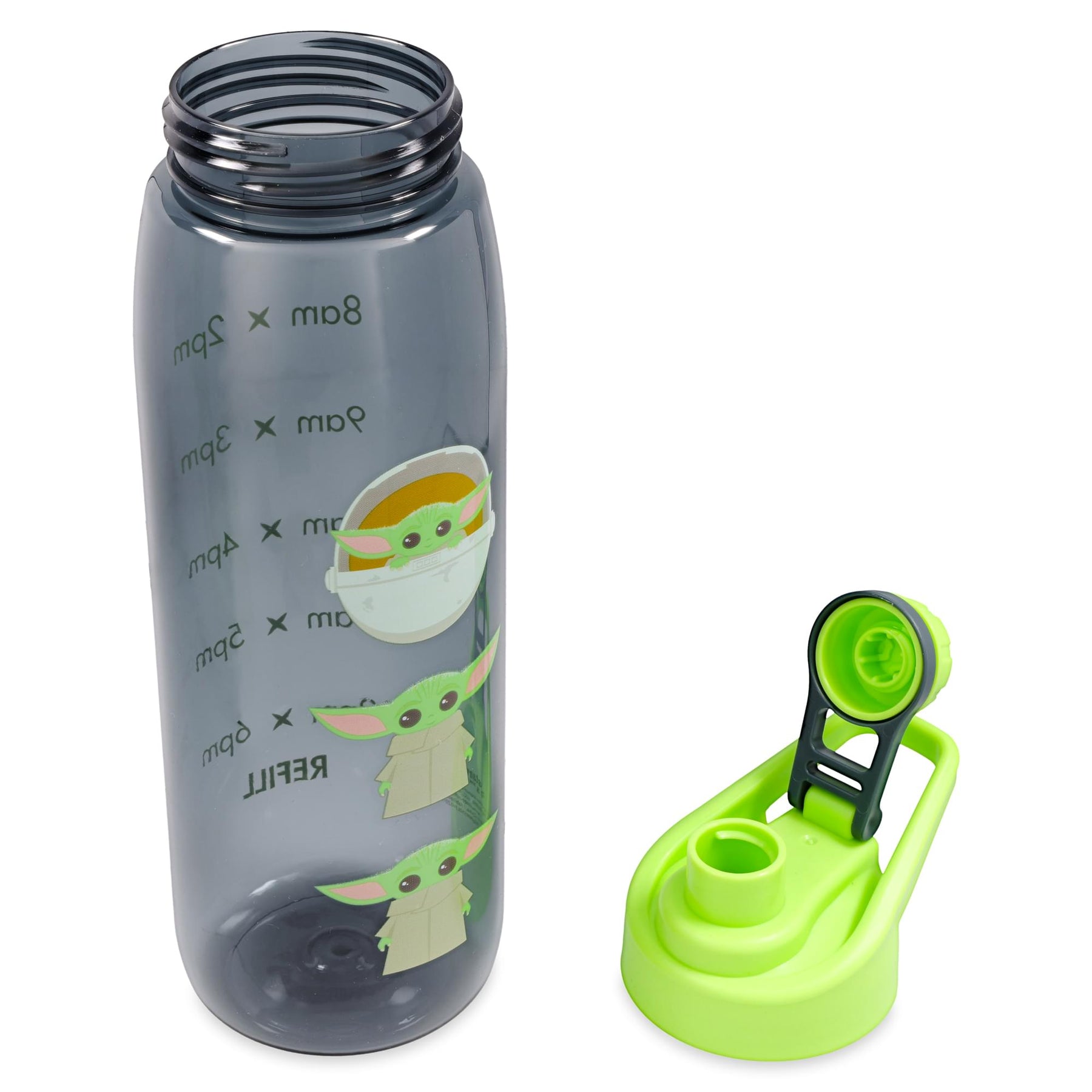 Star Wars: The Mandalorian Grogu Water Bottle With Time Marker | Holds 28 Ounces