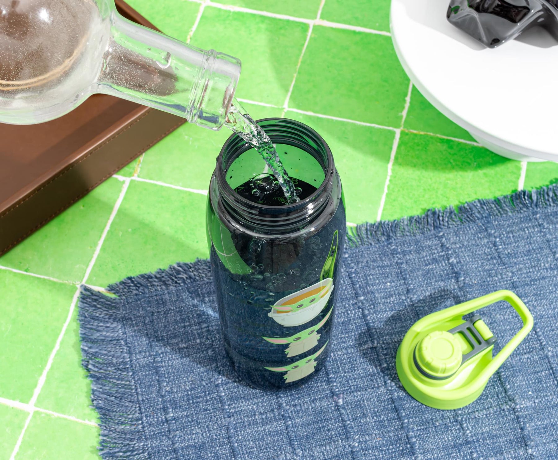 Star Wars: The Mandalorian Grogu Water Bottle With Time Marker | Holds 28 Ounces