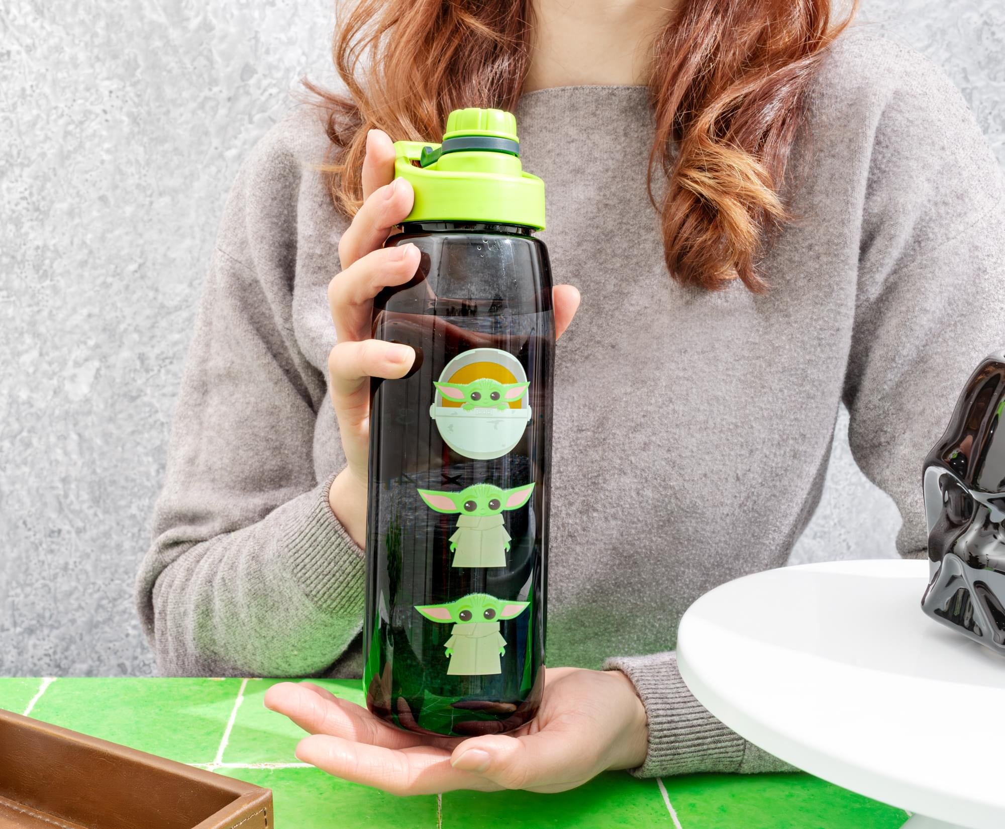 Star Wars: The Mandalorian Grogu Water Bottle With Time Marker | Holds 28 Ounces