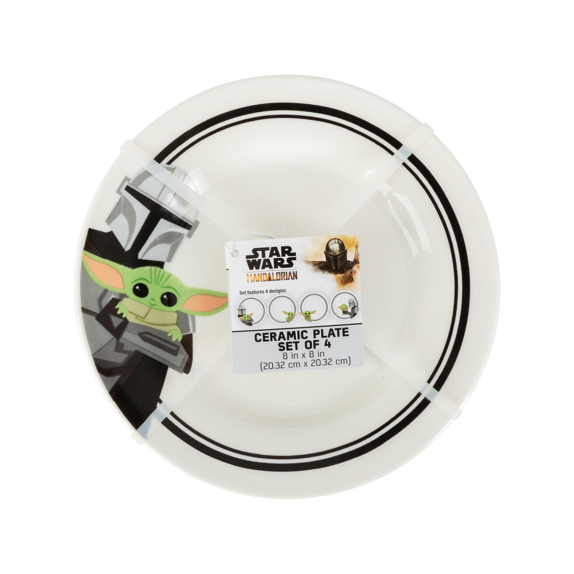 Star Wars: The Mandalorian Mando and Grogu 4-Piece 8-Inch Dinner Plate Set