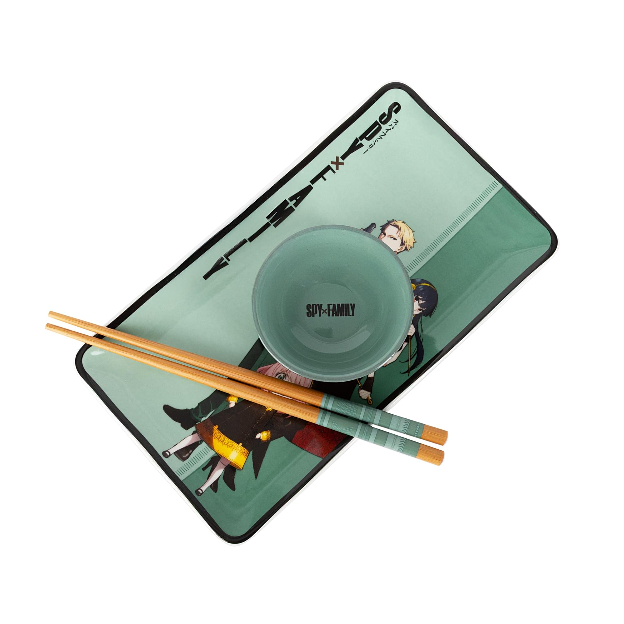 Spy x Family Trio 3-Piece Ceramic Sushi Set With Sauce Bowl and Chopsticks