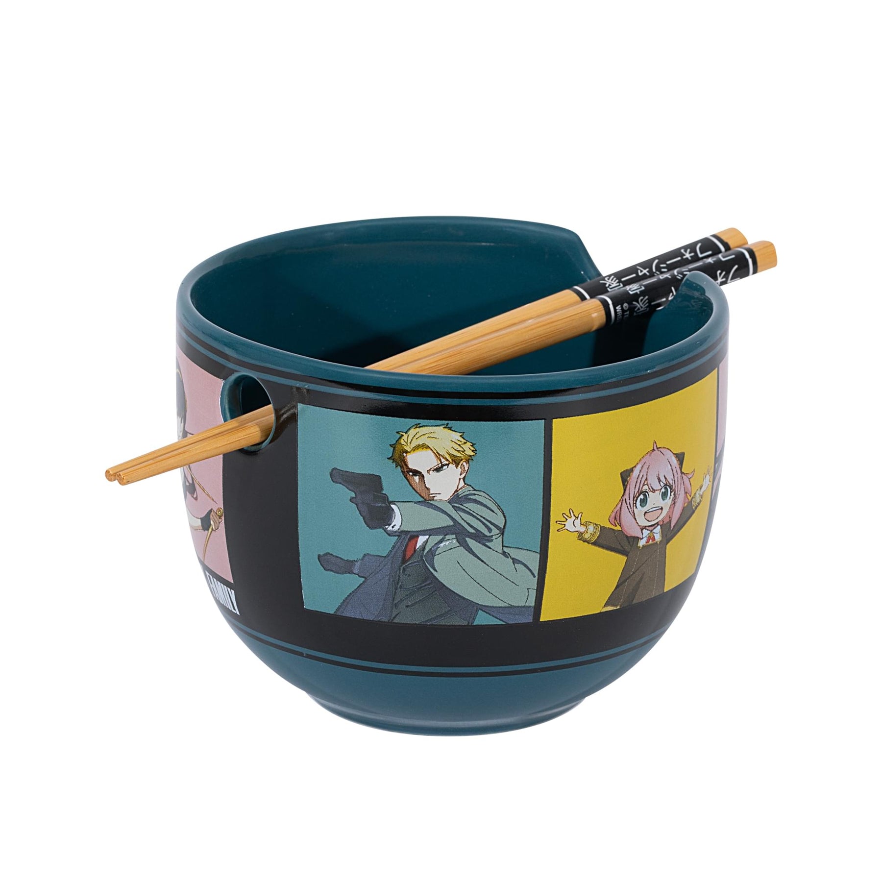 Spy x Family Character Grid 20-Ounce Ceramic Ramen Bowl and Chopstick Set