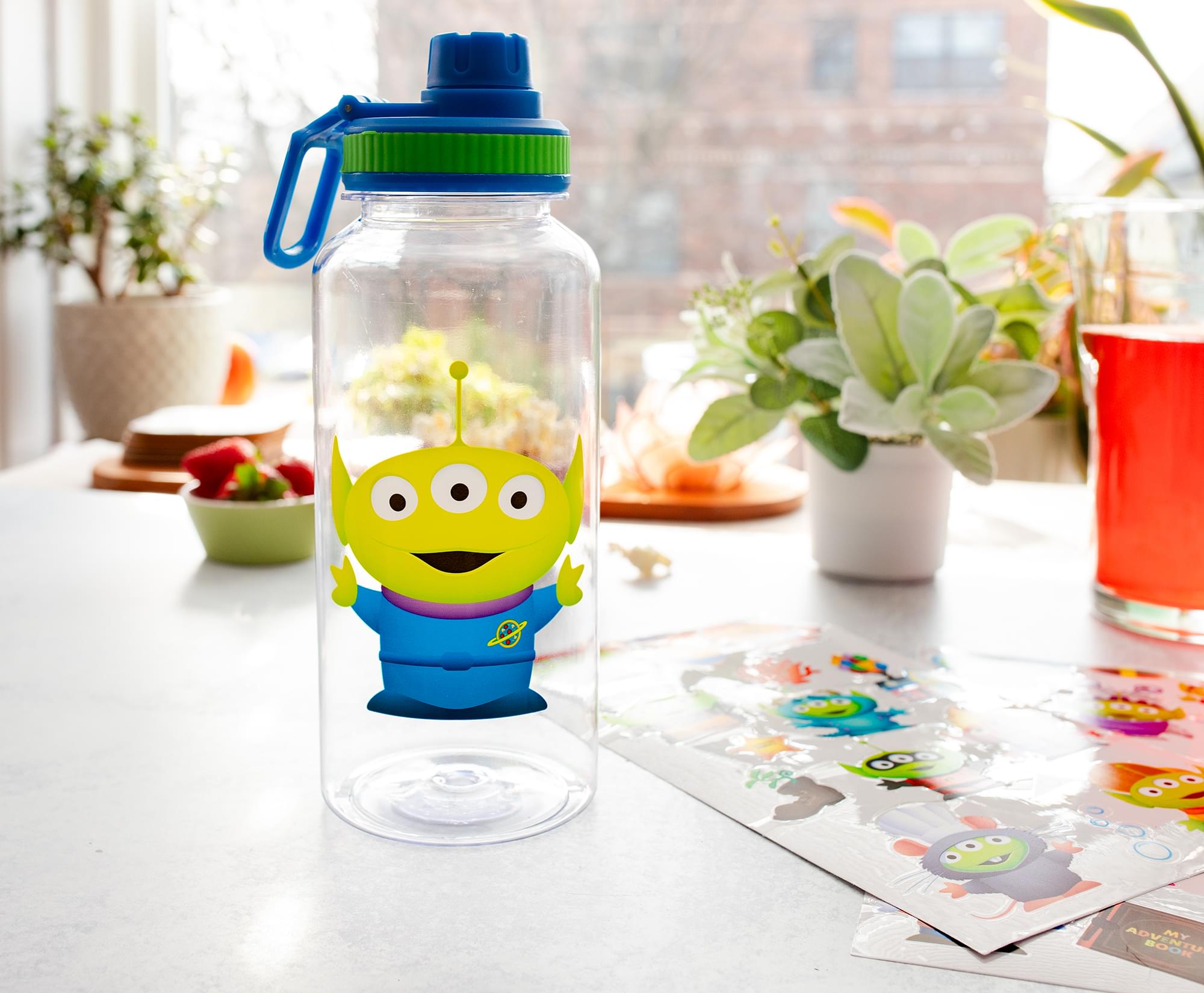 Disney Pixar Toy Story Alien 32-Ounce Twist Spout Water Bottle and Sticker Set