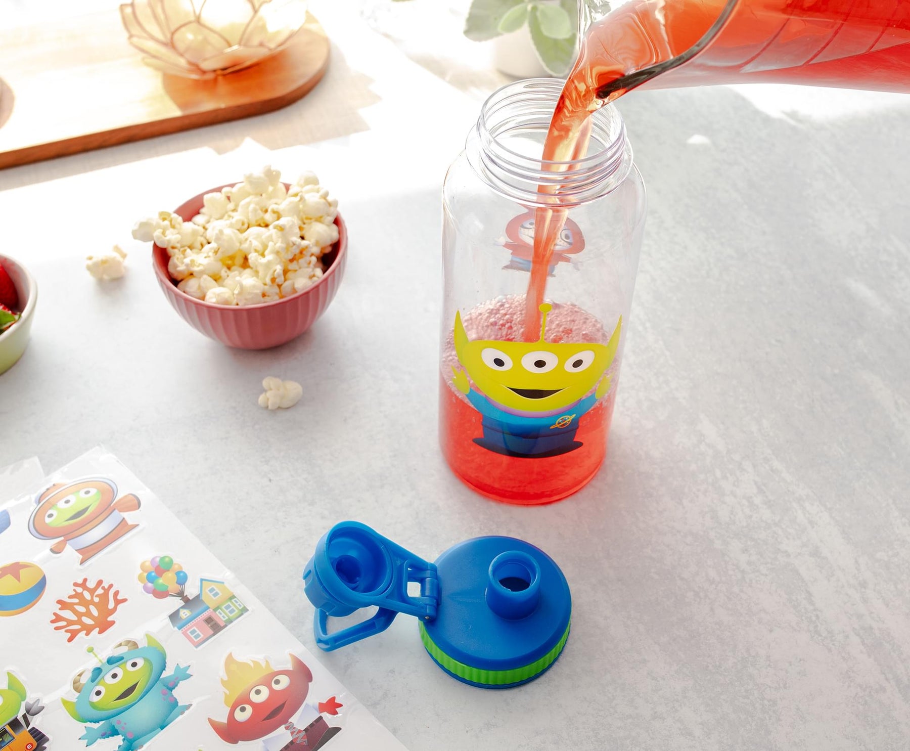 Disney Pixar Toy Story Alien 32-Ounce Twist Spout Water Bottle and Sticker Set