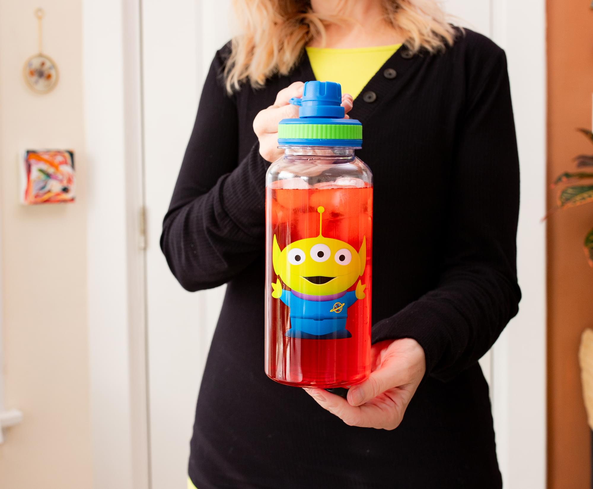 Disney Pixar Toy Story Alien 32-Ounce Twist Spout Water Bottle and Sticker Set