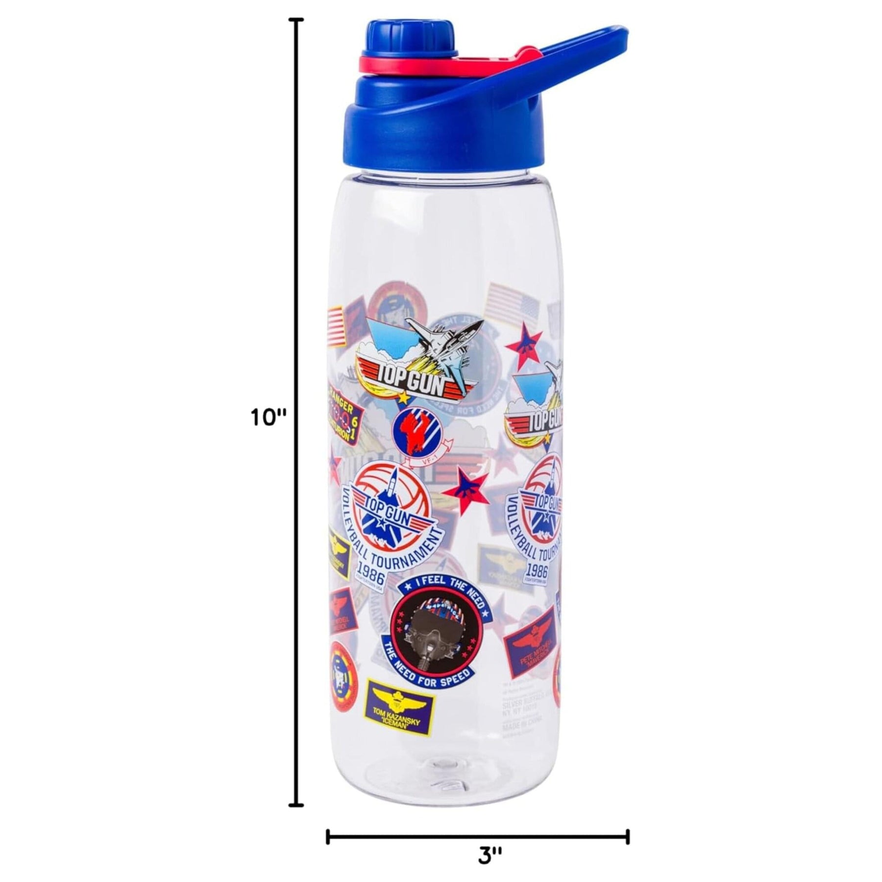 Top Gun Badges 28-Ounce Plastic Water Bottle With Lid