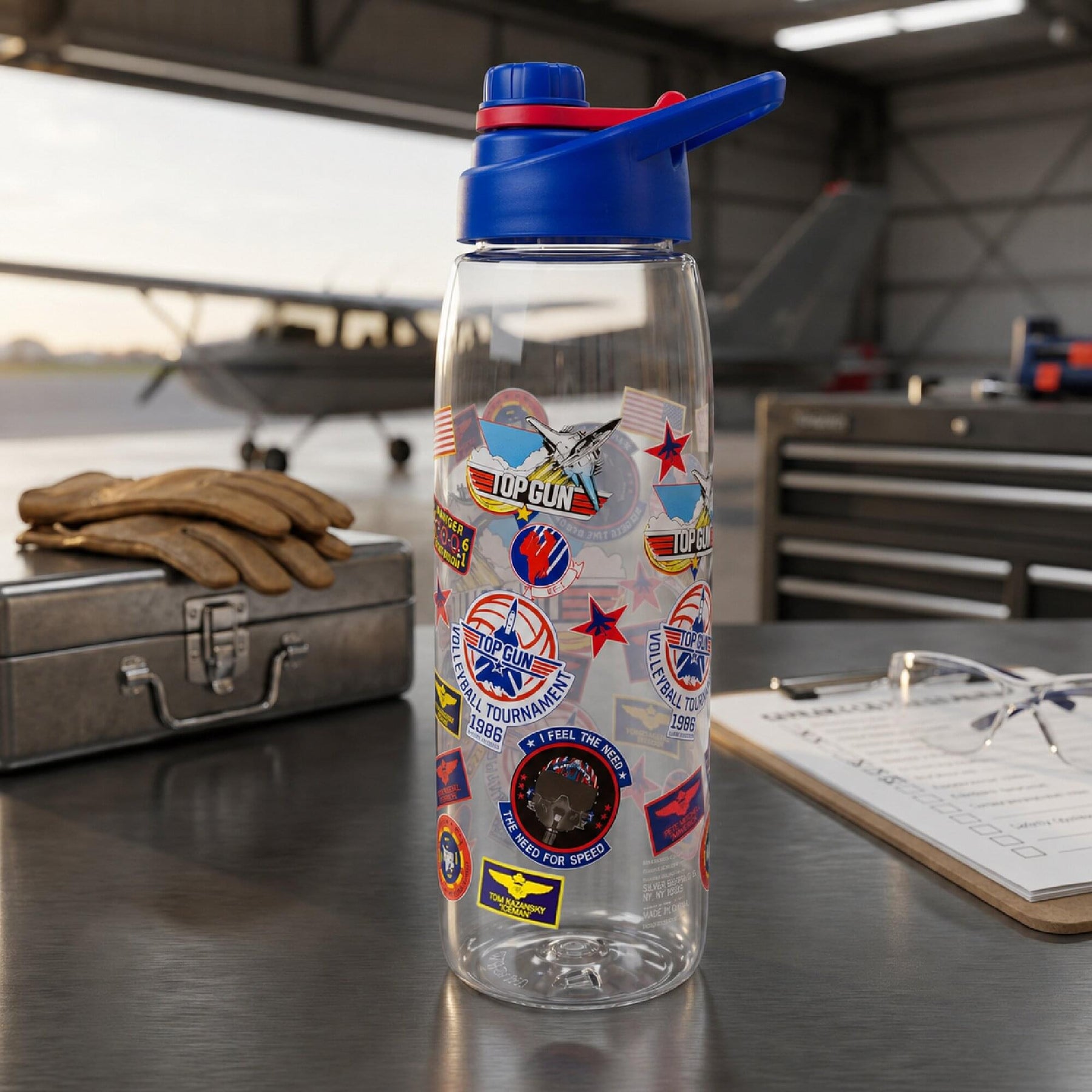 Top Gun Badges 28-Ounce Plastic Water Bottle With Lid
