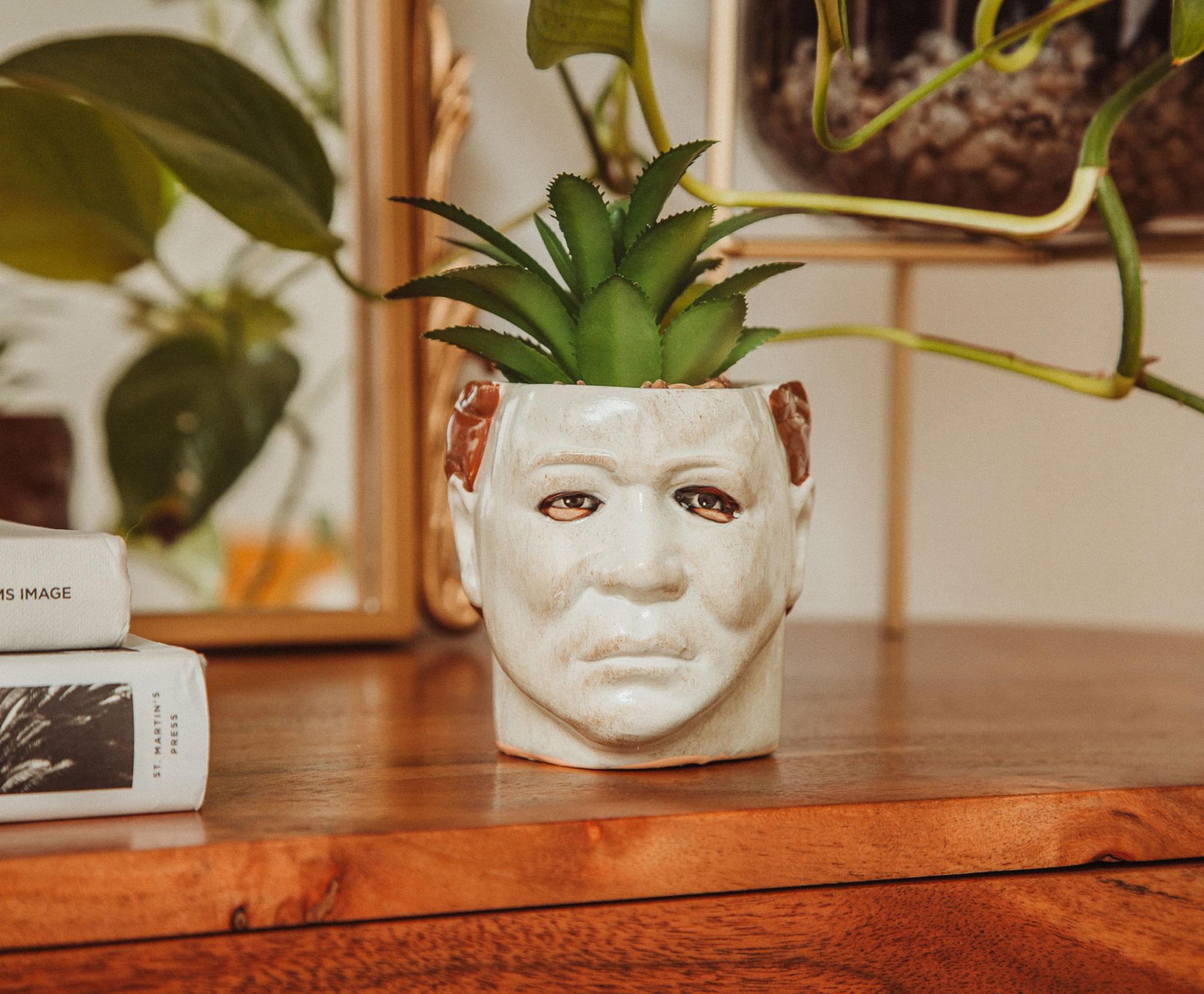 Halloween Michael Myers 3-Inch Ceramic Mini Planter With Artificial Succulent