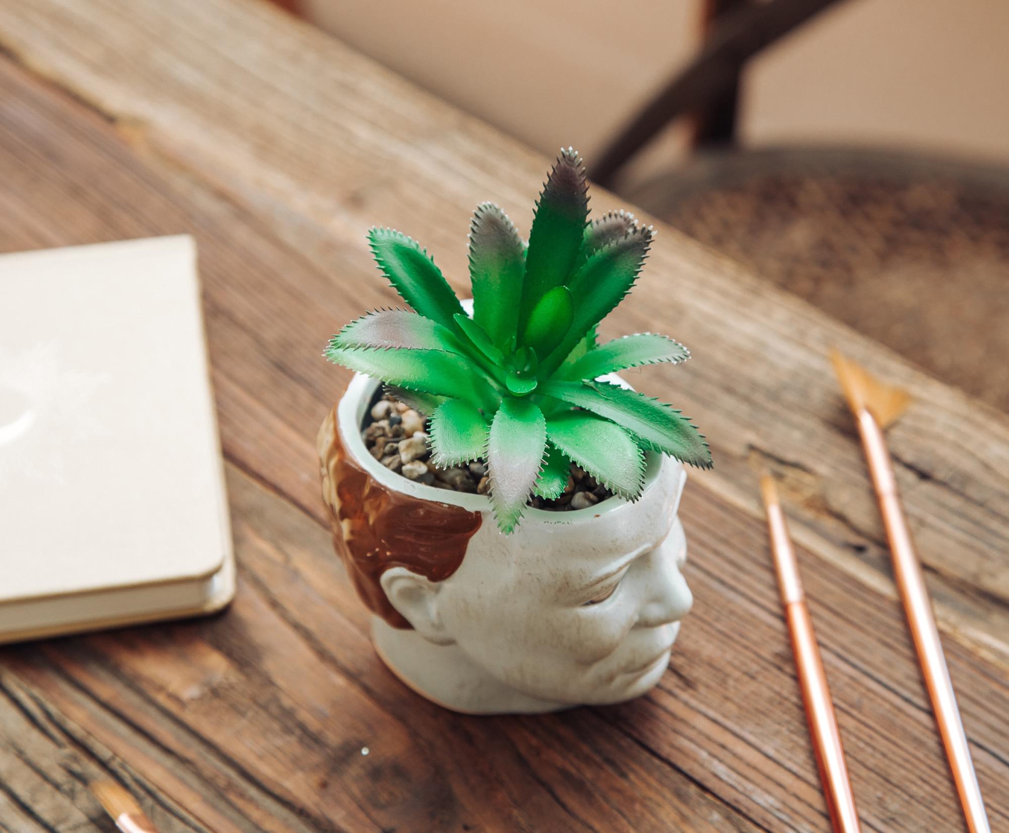Halloween Michael Myers 3-Inch Ceramic Mini Planter With Artificial Succulent