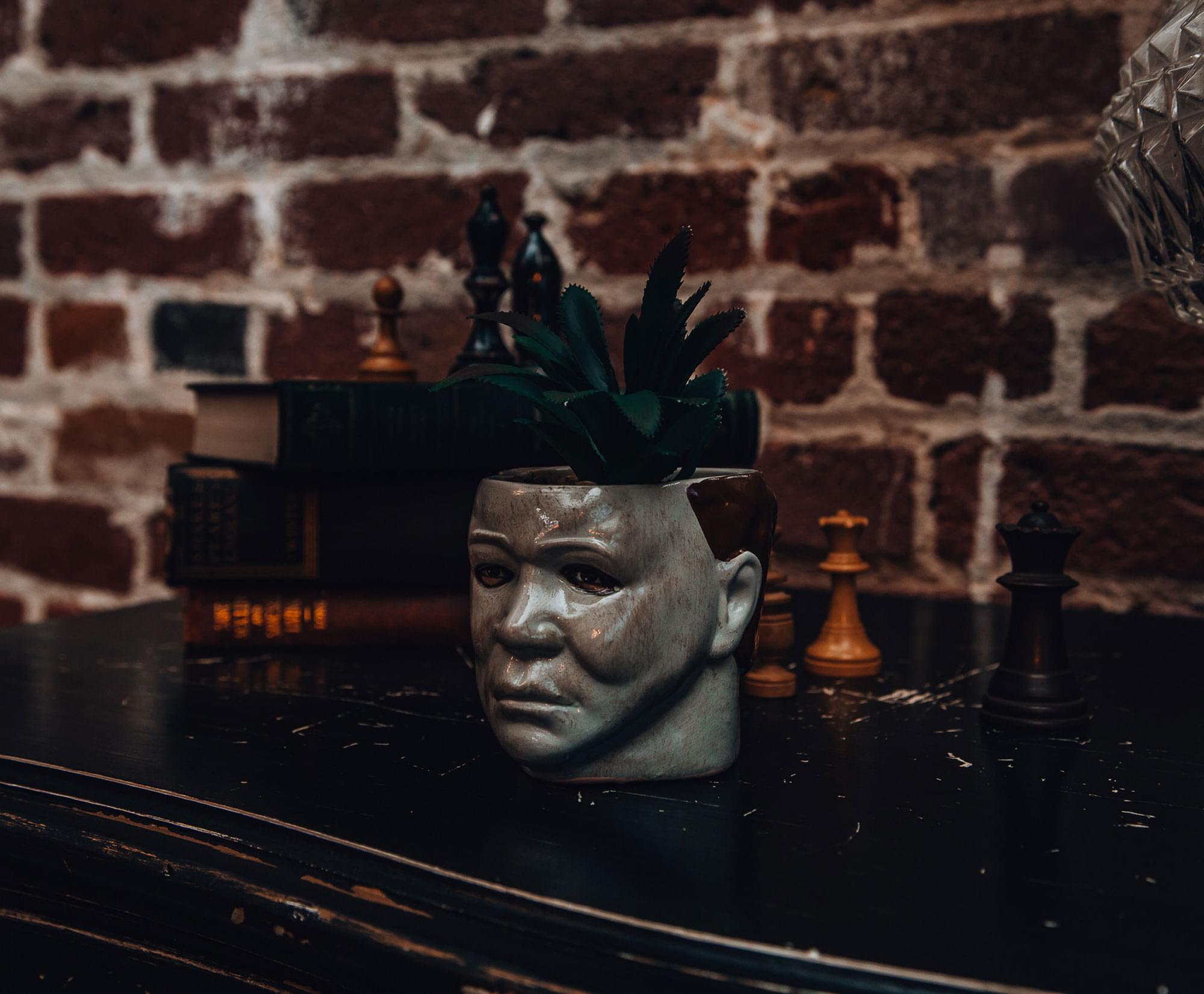 Halloween Michael Myers 3-Inch Ceramic Mini Planter With Artificial Succulent