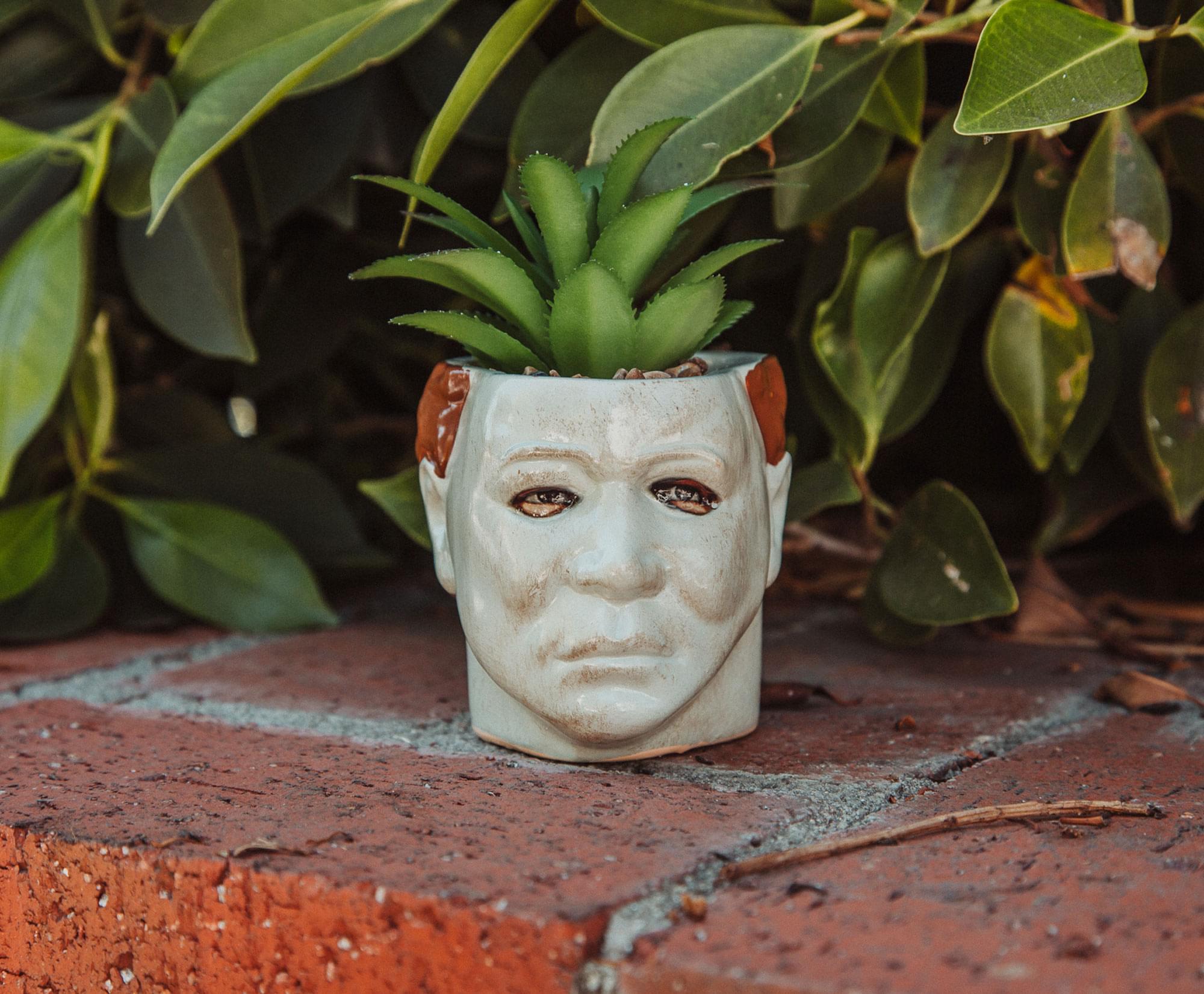 Halloween Michael Myers 3-Inch Ceramic Mini Planter With Artificial Succulent