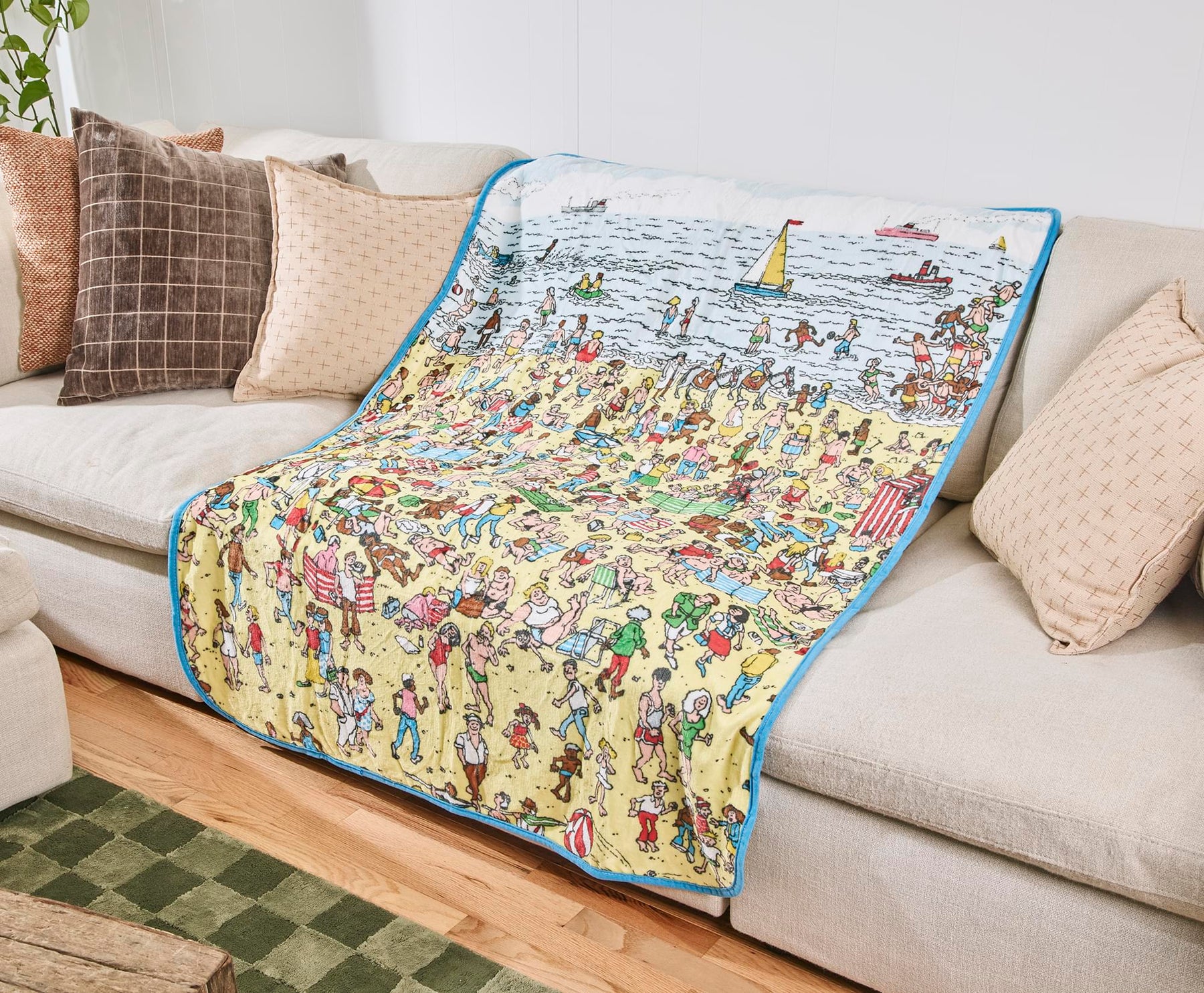 Where's Waldo? Beach Scene Fleece Throw Blanket | 45 x 60 Inches