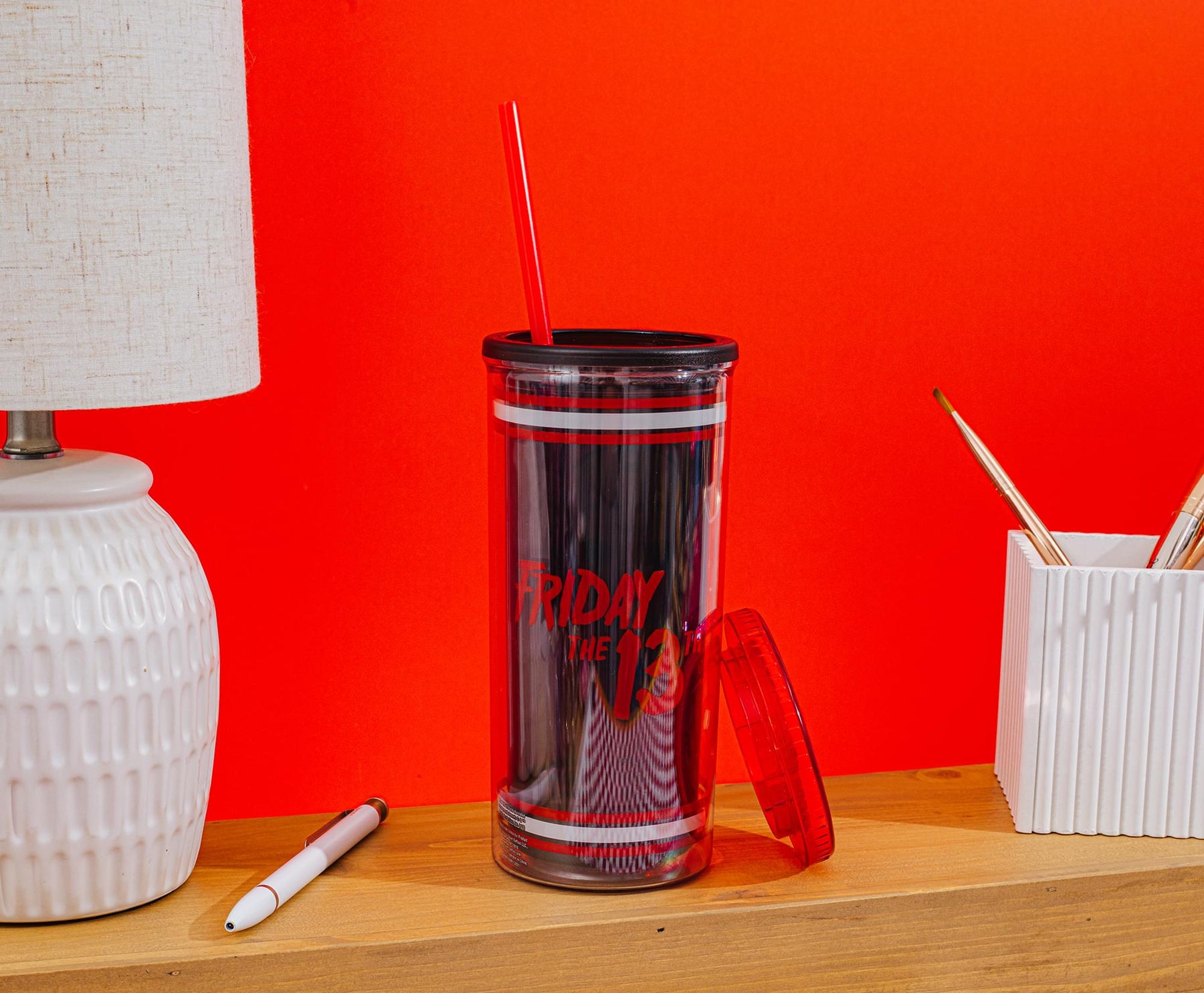 Spoontiques Friday The 13th Acrylic Tumbler - 20 Oz Metallic Foil Cup With Straw, Double Wall Insulated