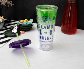 Beetlejuice "Strange and Unusual" Carnival Cup With Lid and Straw Topper