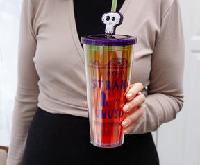 Beetlejuice "Strange and Unusual" Carnival Cup With Lid and Straw Topper