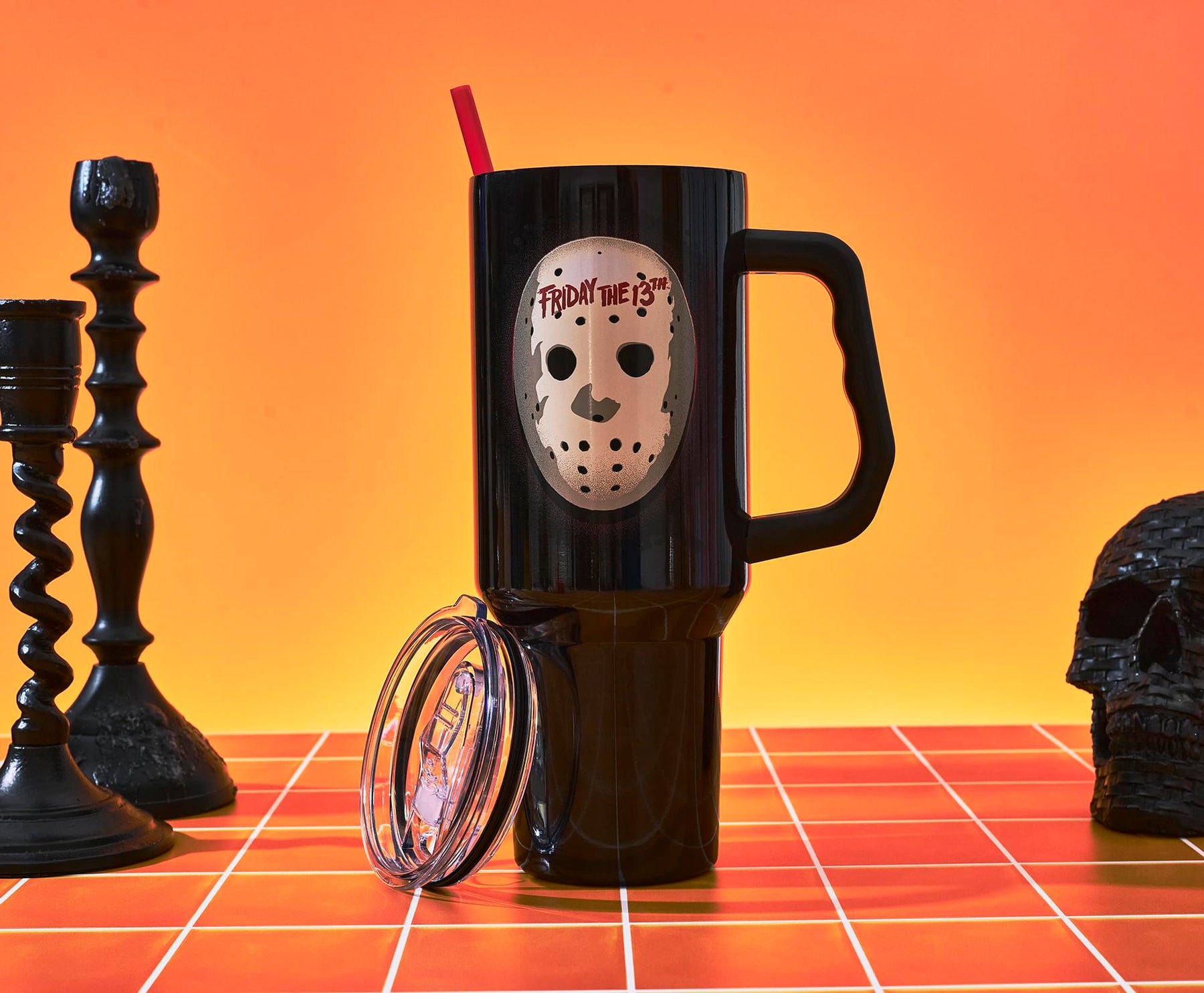Friday The 13th Jason Voorhees Mask 40-Ounce Stainless Steel Tumbler With Handle