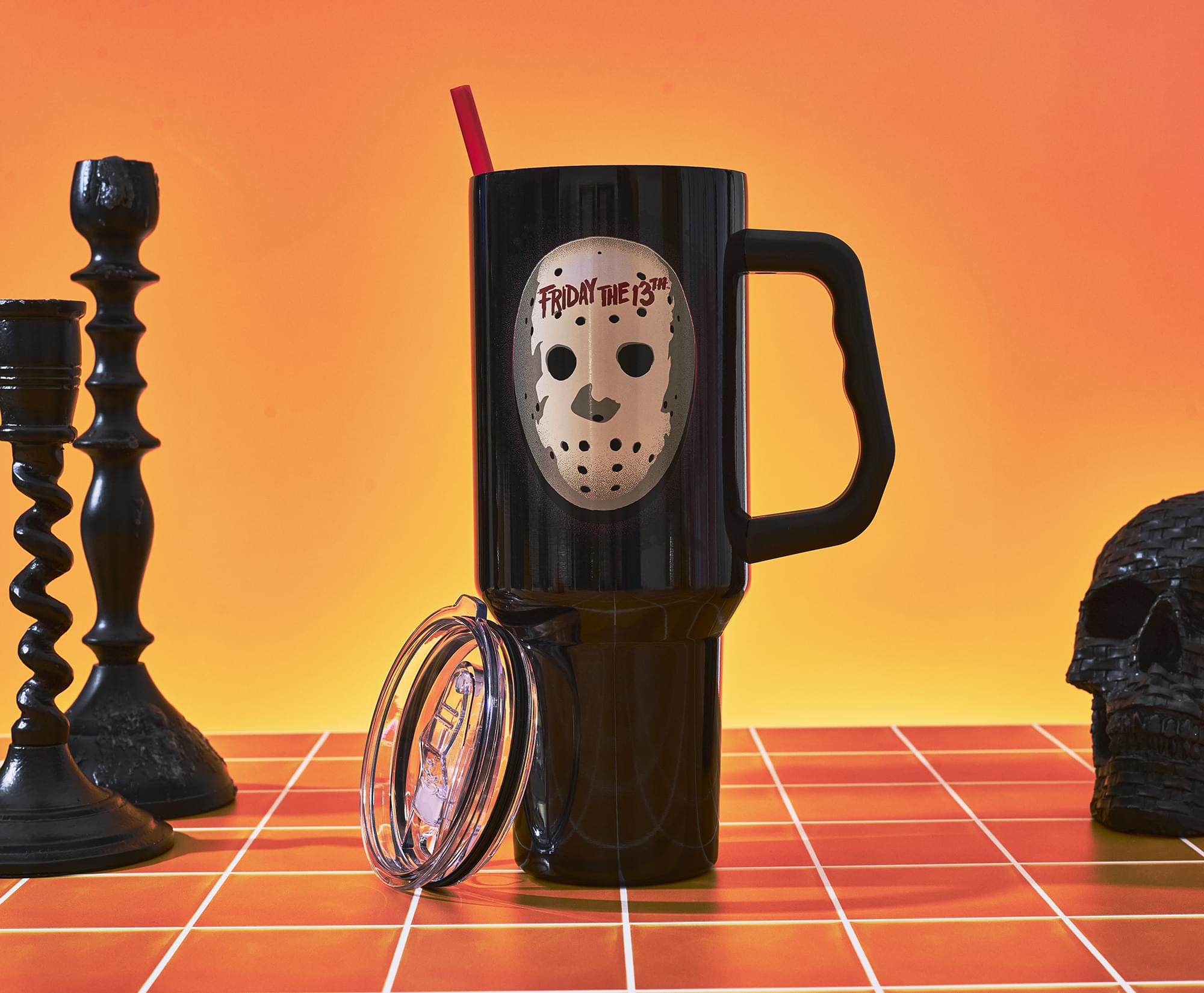 Friday The 13th Jason Voorhees Mask 40-Ounce Stainless Steel Tumbler With Handle