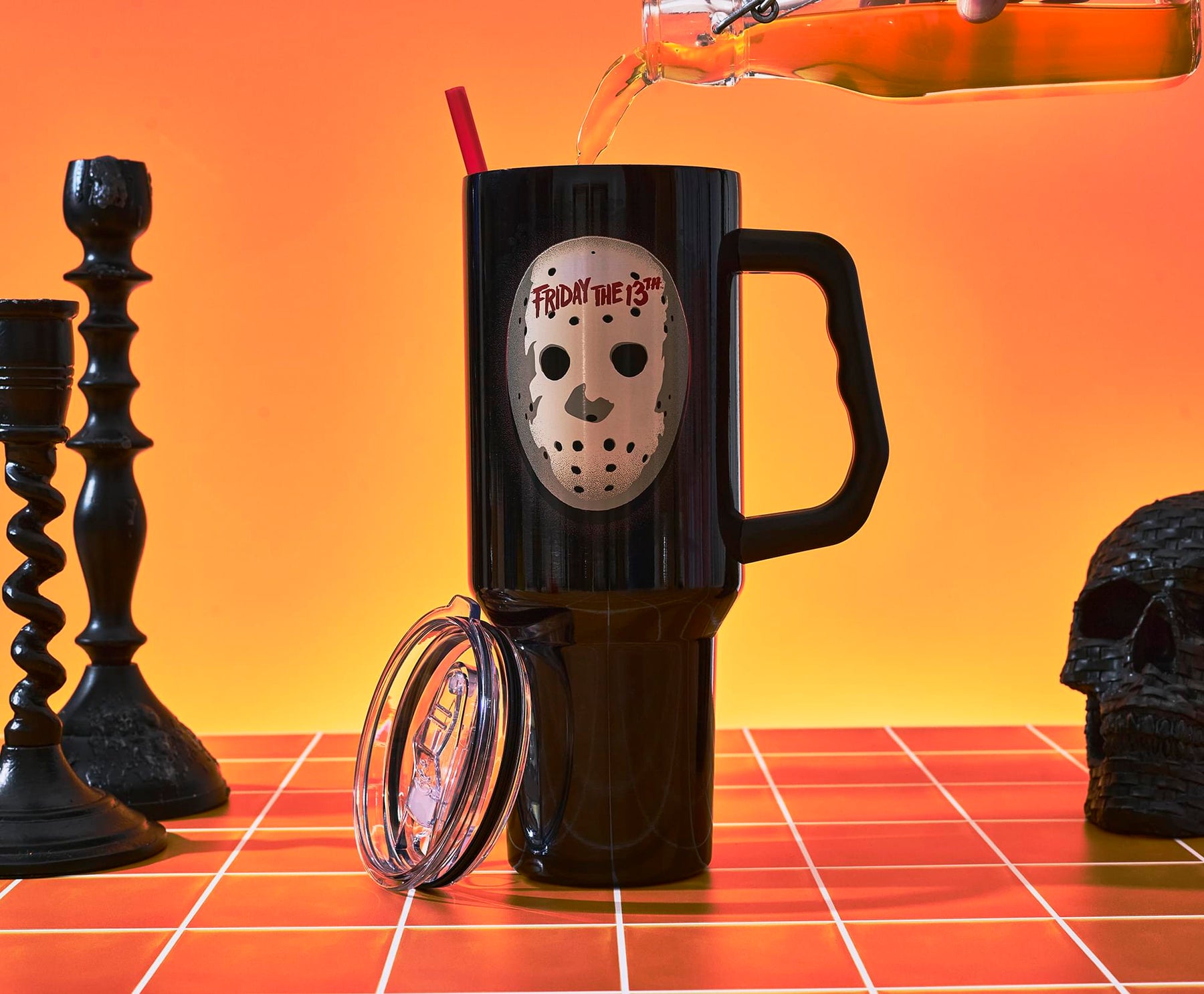 Friday The 13th Jason Voorhees Mask 40-Ounce Stainless Steel Tumbler With Handle