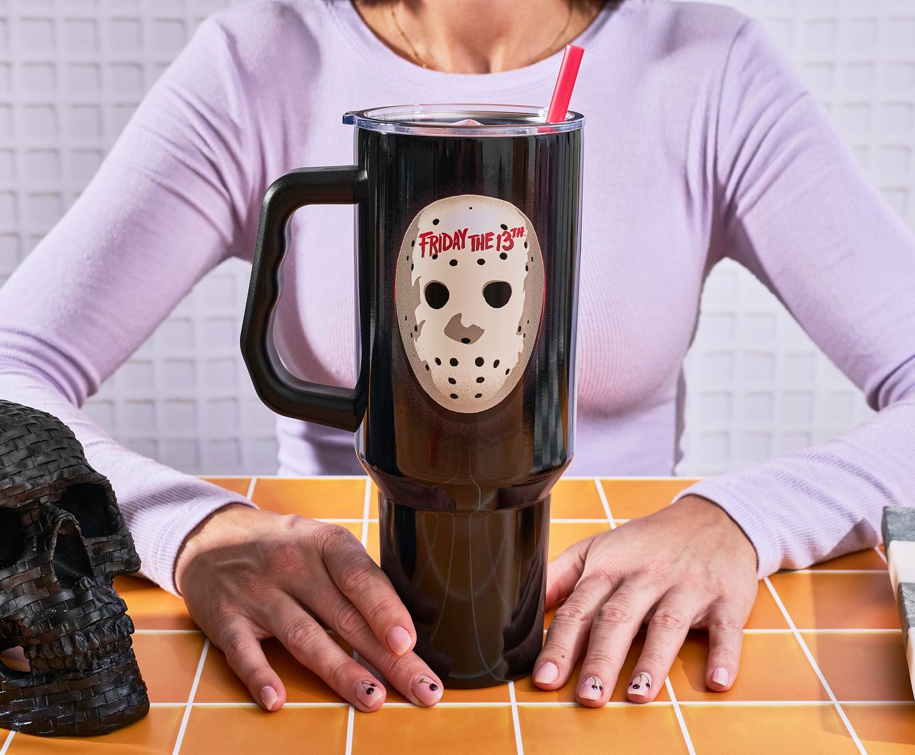Friday The 13th Jason Voorhees Mask 40-Ounce Stainless Steel Tumbler With Handle