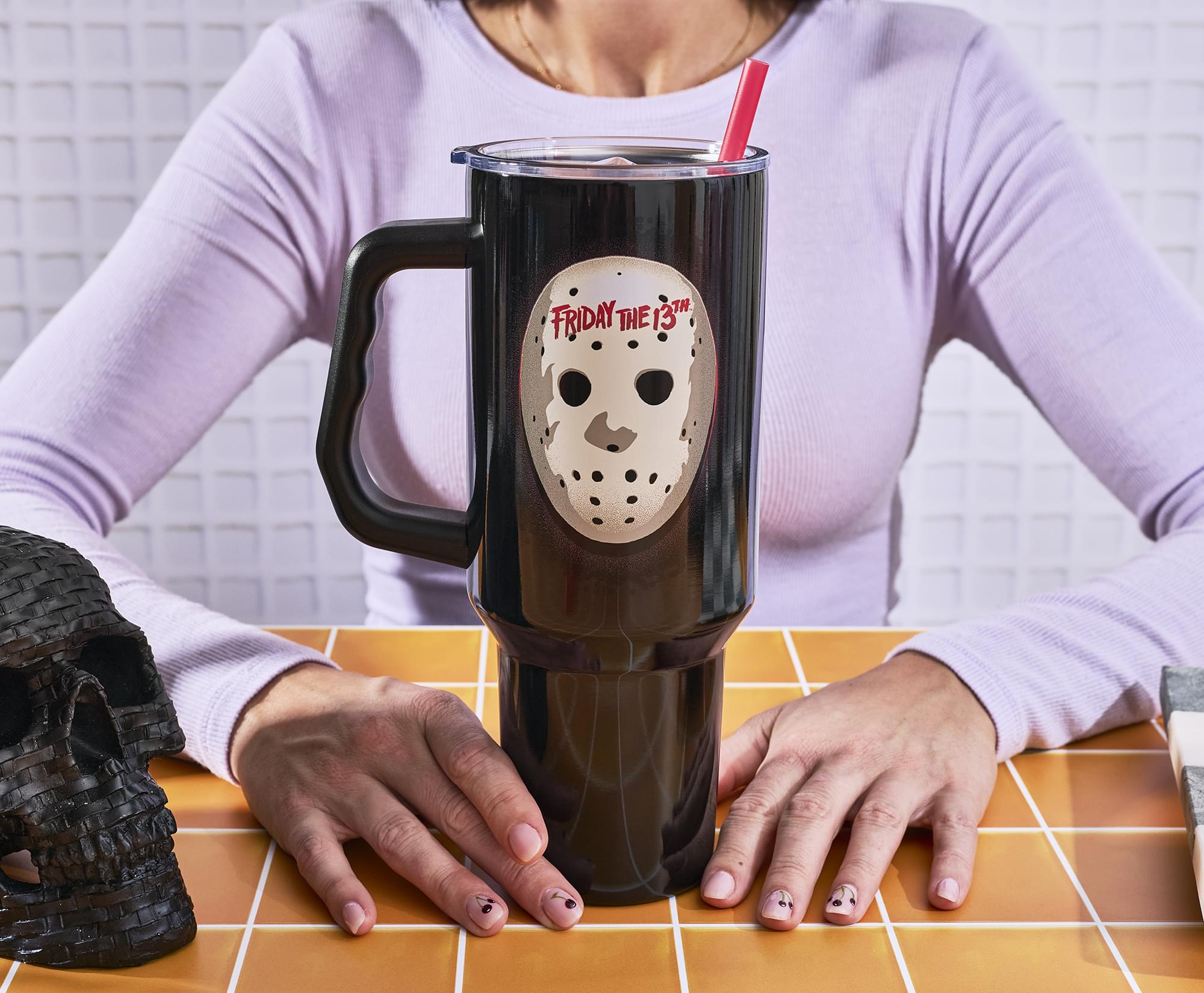 Friday The 13th Jason Voorhees Mask 40-Ounce Stainless Steel Tumbler With Handle