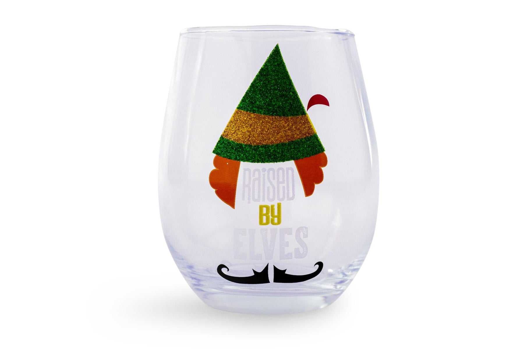 Buddy the Elf "Raised By Elves" Stemless Glitter Glass | Holds 20 Ounces