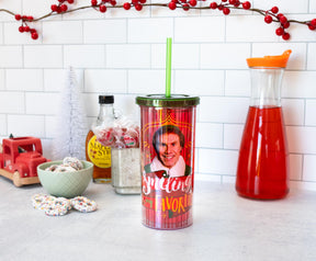 Elf "Smiling's My Favorite" Carnival Cup With Lid and Straw | Holds 20 Ounces