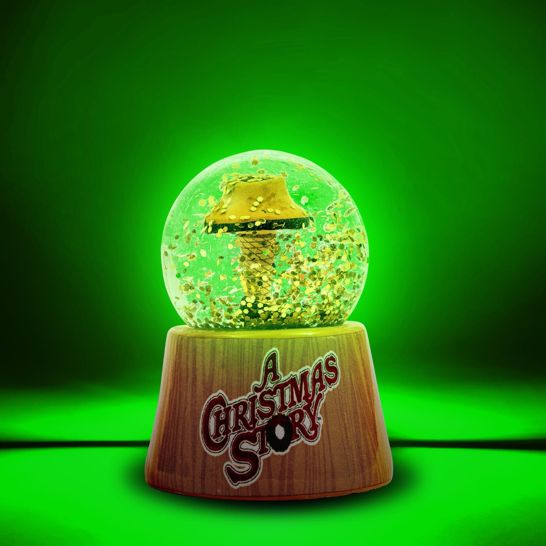 A Christmas Story Leg Lamp 3-Inch Mini and 6-Inch Large Light-Up Snow Globe Set