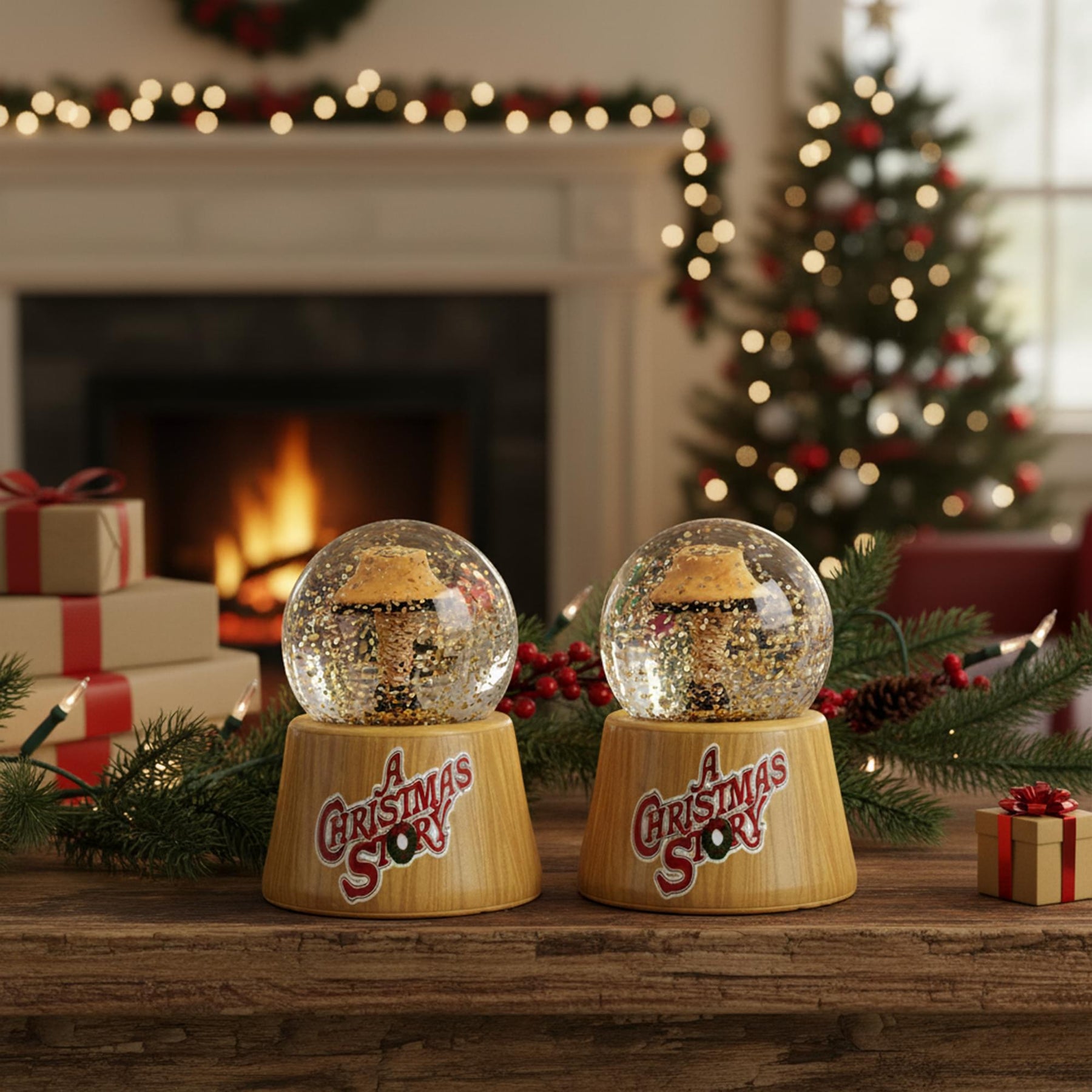A Christmas Story Leg Lamp 3-Inch Mini Light-Up Snow Globes | Set of 2