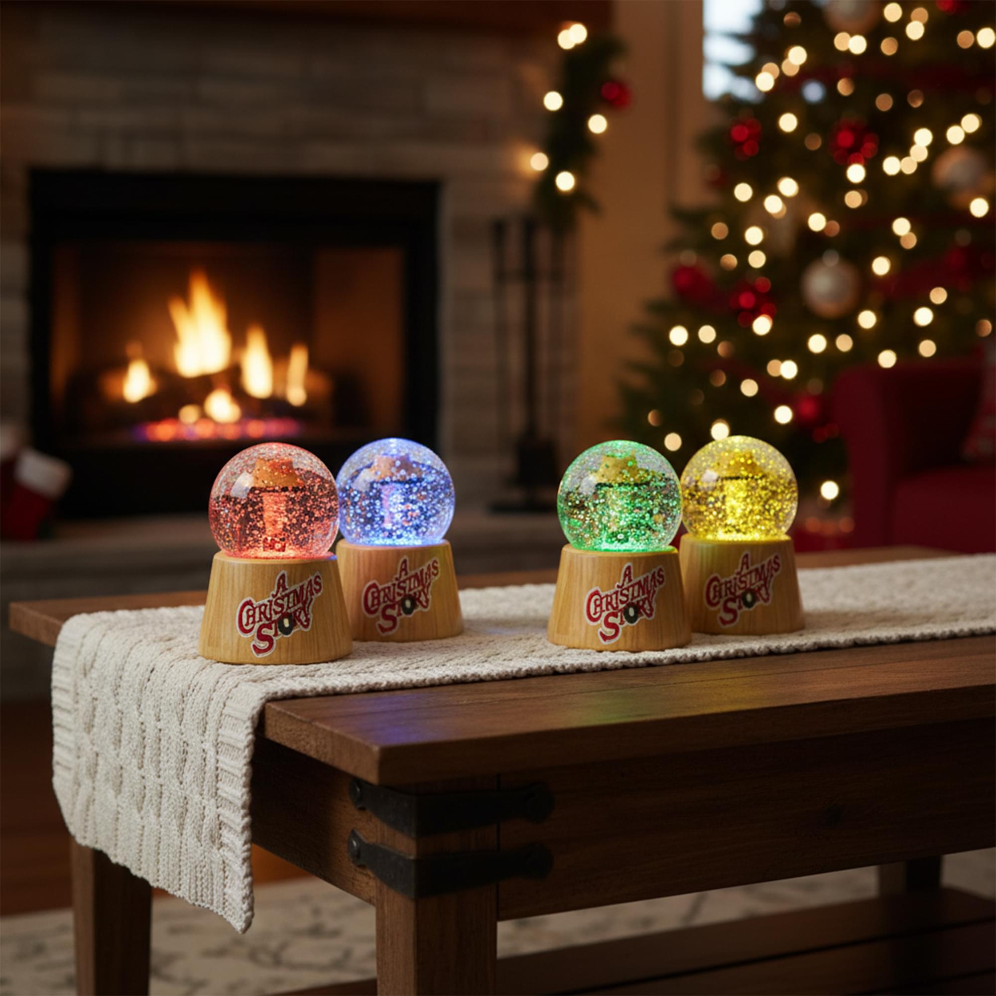 A Christmas Story Leg Lamp 3-Inch Mini Light-Up Snow Globes | Set of 4