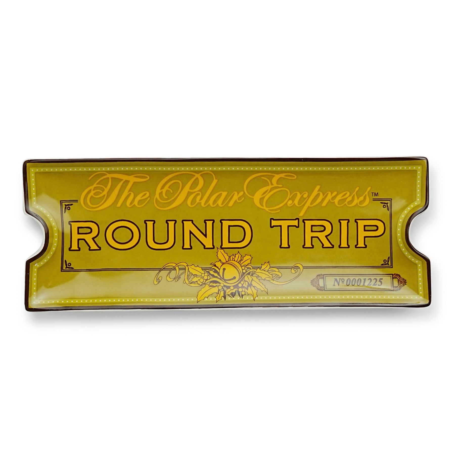 The Polar Express Round Trip Ticket Sculpted Ceramic Trinket Tray