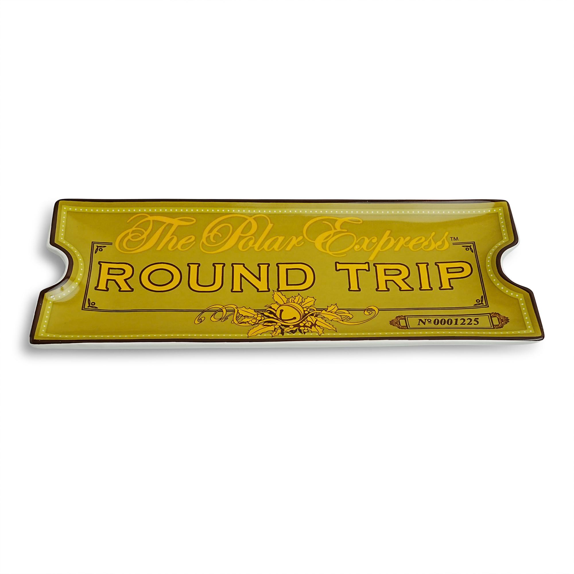 The Polar Express Round Trip Ticket Sculpted Ceramic Trinket Tray