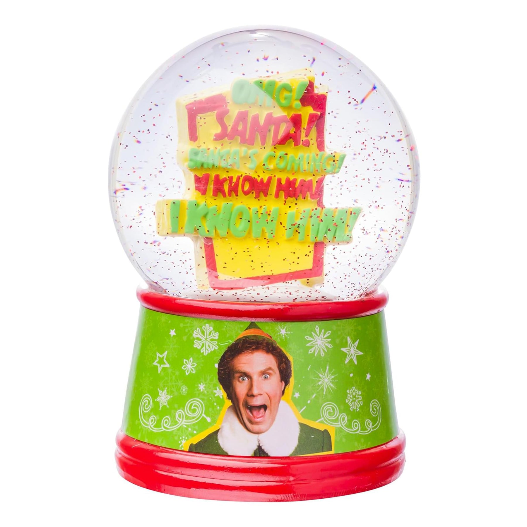 Elf "Santa I Know Him" 6-Inch Light-Up Snow Globe