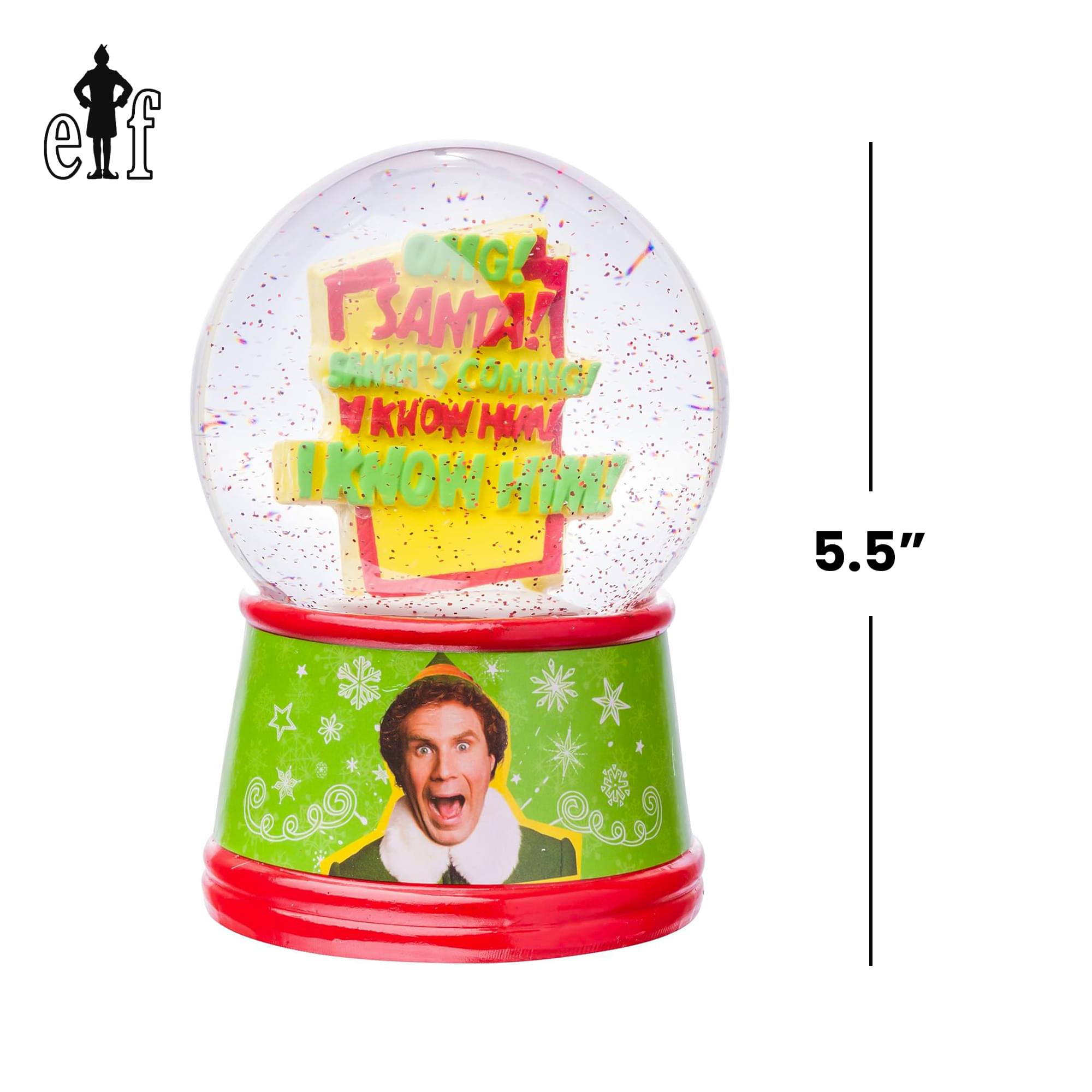 Elf "Santa I Know Him" 6-Inch Light-Up Snow Globe