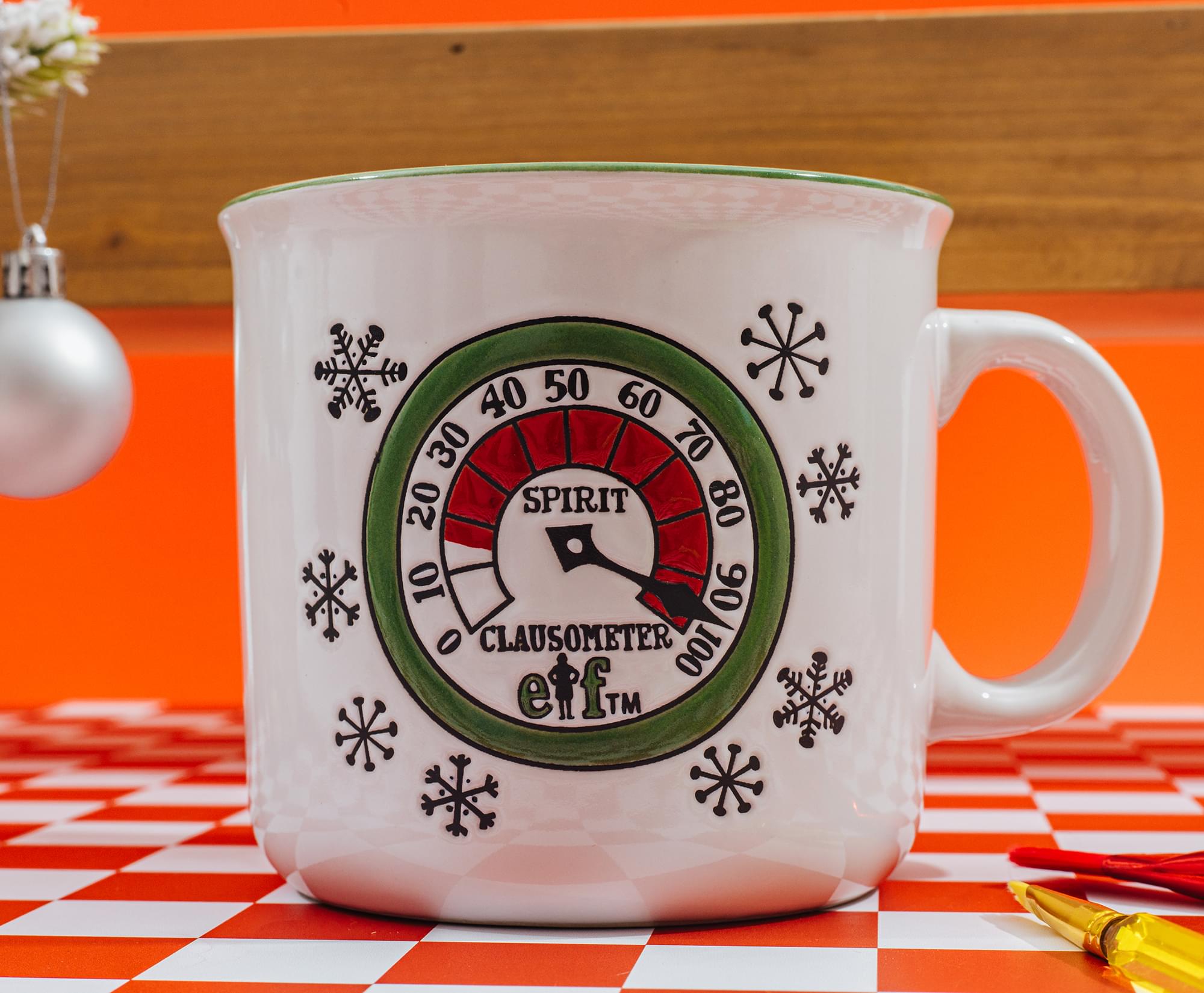 Elf "Spirit Clausometer" Ceramic Camper Mug | Holds 20 Ounces